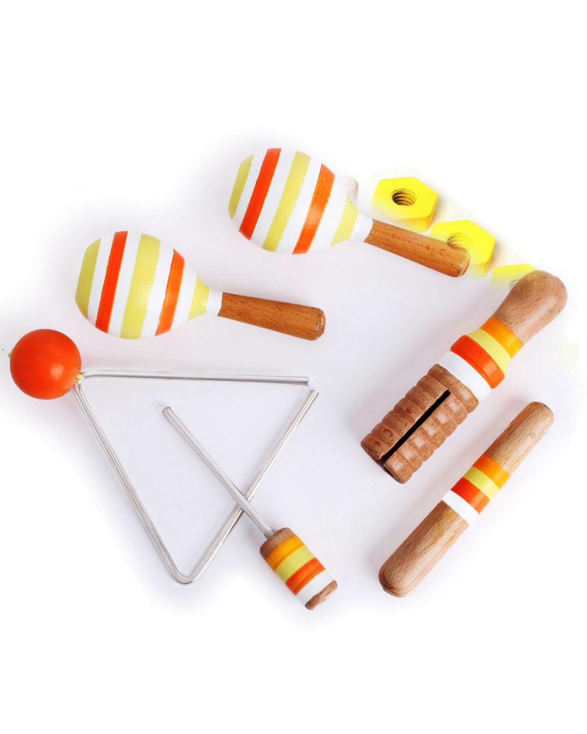 Intellibaby Premium Wooden Rhythm & Sound Set for Baby Boys/Girls|Musical Instrument Toy with Maracas, Triangle with Striker & Wooden Sounder with Dowel |Non-Toxic |Musical Toys for Babies |20+ Months (B0C46CV5QK) Amazon Price History, Amazon Price Tracker