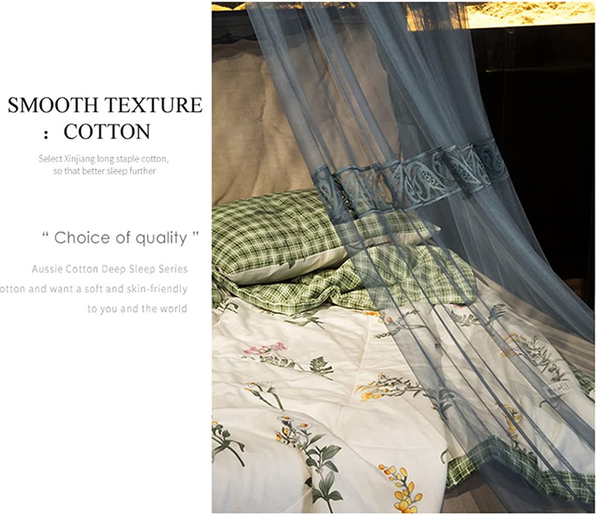 Mosquito Net for Travel and Home, Bed Canopy for Double and Single Bed, Universal Dome Mosquito Net Mosquito Mesh Net Bed Tent with Adhesive Hook,Blue (Blue)