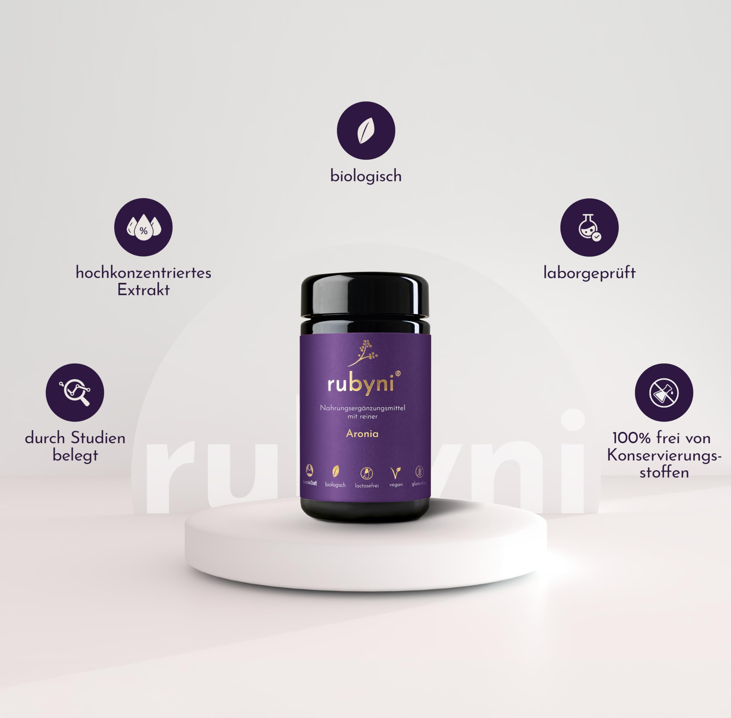 Aronia - 400mg Bio-Aroniabeeren Extrakt pro Kapsel - 60 Kapseln | 44mg Polyphenole + 20mg Anthocyane pro Kapsel - Bio & Vegan - Ohne Zusatzstoffe - Schwarze Apfelbeeren Extrakt