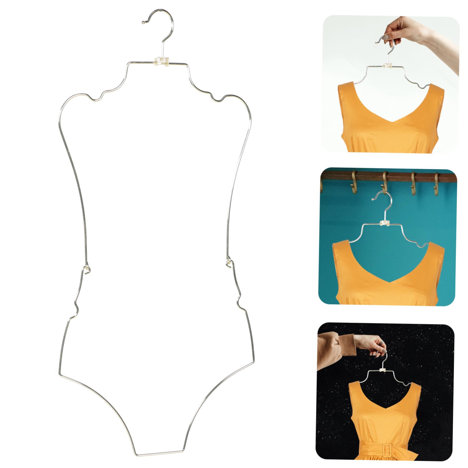 KOMBIUDA Metal Foldable Swimsuit Rack Closet Hangers Wire Body Shape Hanger Bikini Wall Hanger Stocking Holder Swimsuit Display Hanger Showing Swimwear Jumpsuit Wardrobe to Rotate