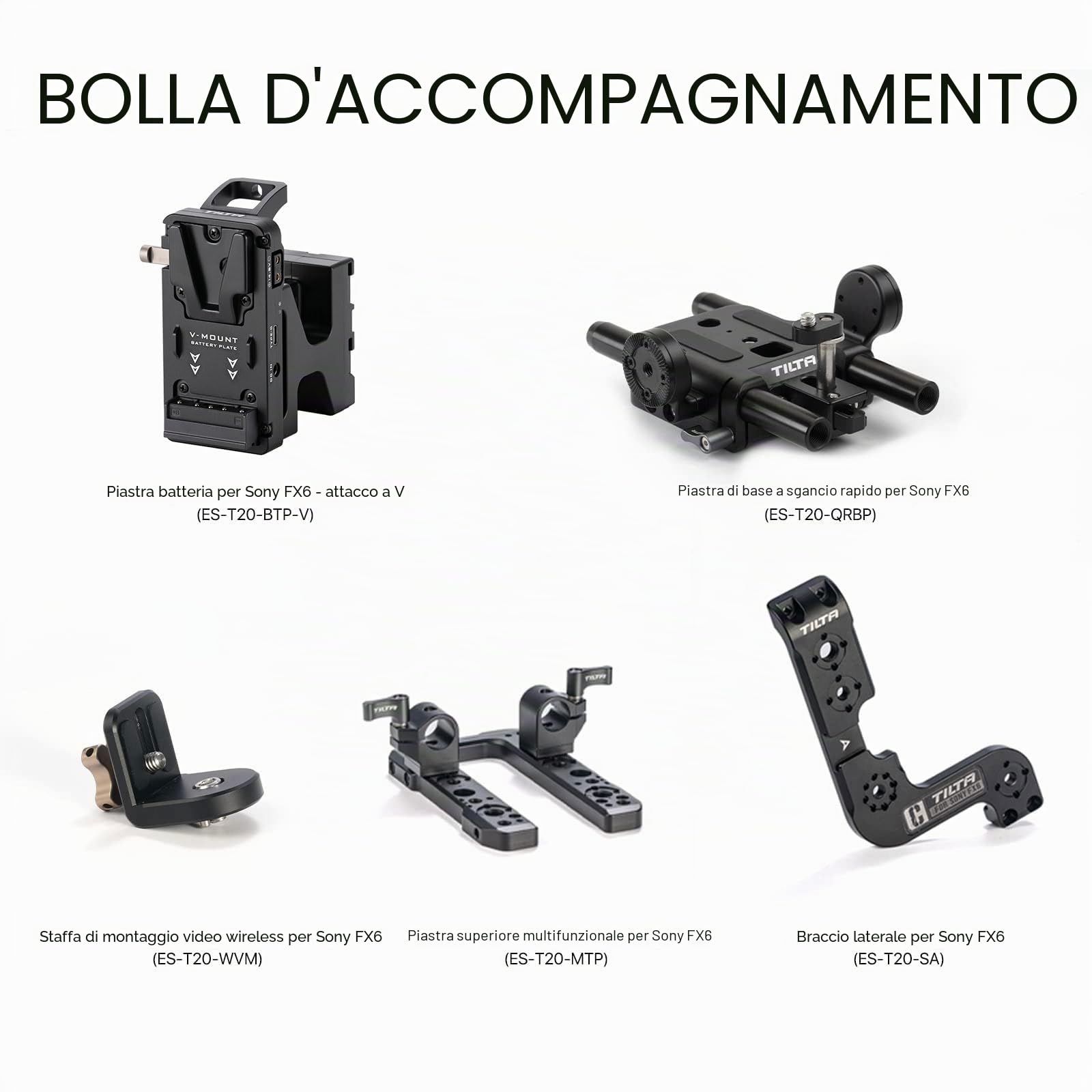 Tilta FX6 Cage, gabbia per fotocamera compatibile con Sony FX6 V-Mount Advanced Kit Gabbia per il cinema con piastra di base a sgancio rapido e piastra per batteria V-Mount ES-T20-B-V | Include Piastra Base Sgancio Rapido, Piastra Batteria V-Mount, Piastr
