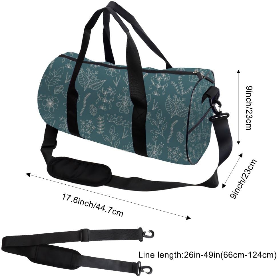 Delicate Sketch Floral Easy Clean Womens Bag Oxford Tote Bags Adjustable Shoulder Strap, Convertible Carry Backpack Cute Duffle Bag For Baseball Tennis Gym Accessories For Women