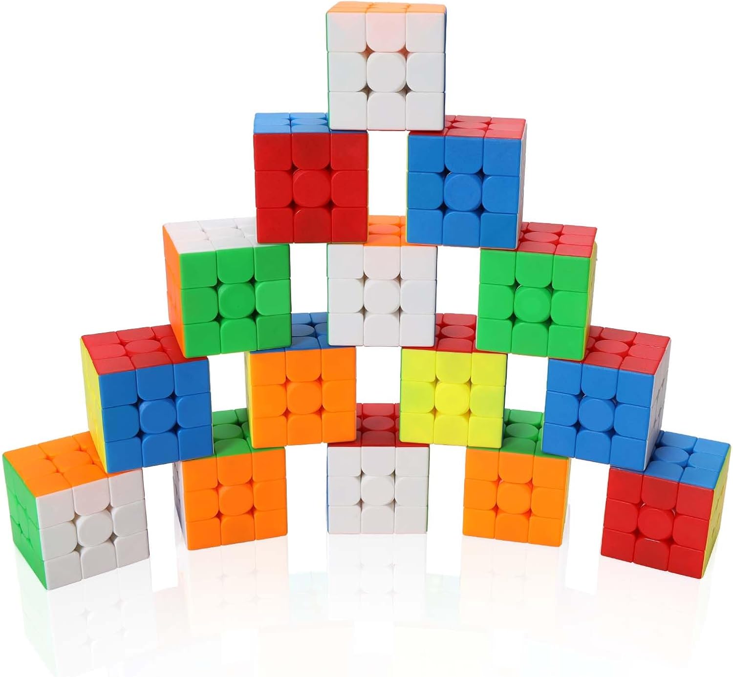 15 Pack 3x3 Speed Cube Set,3x3x3 Bulk Magic Cube Party Favors Stickerless Gifts for Kids Puzzle Game Toys