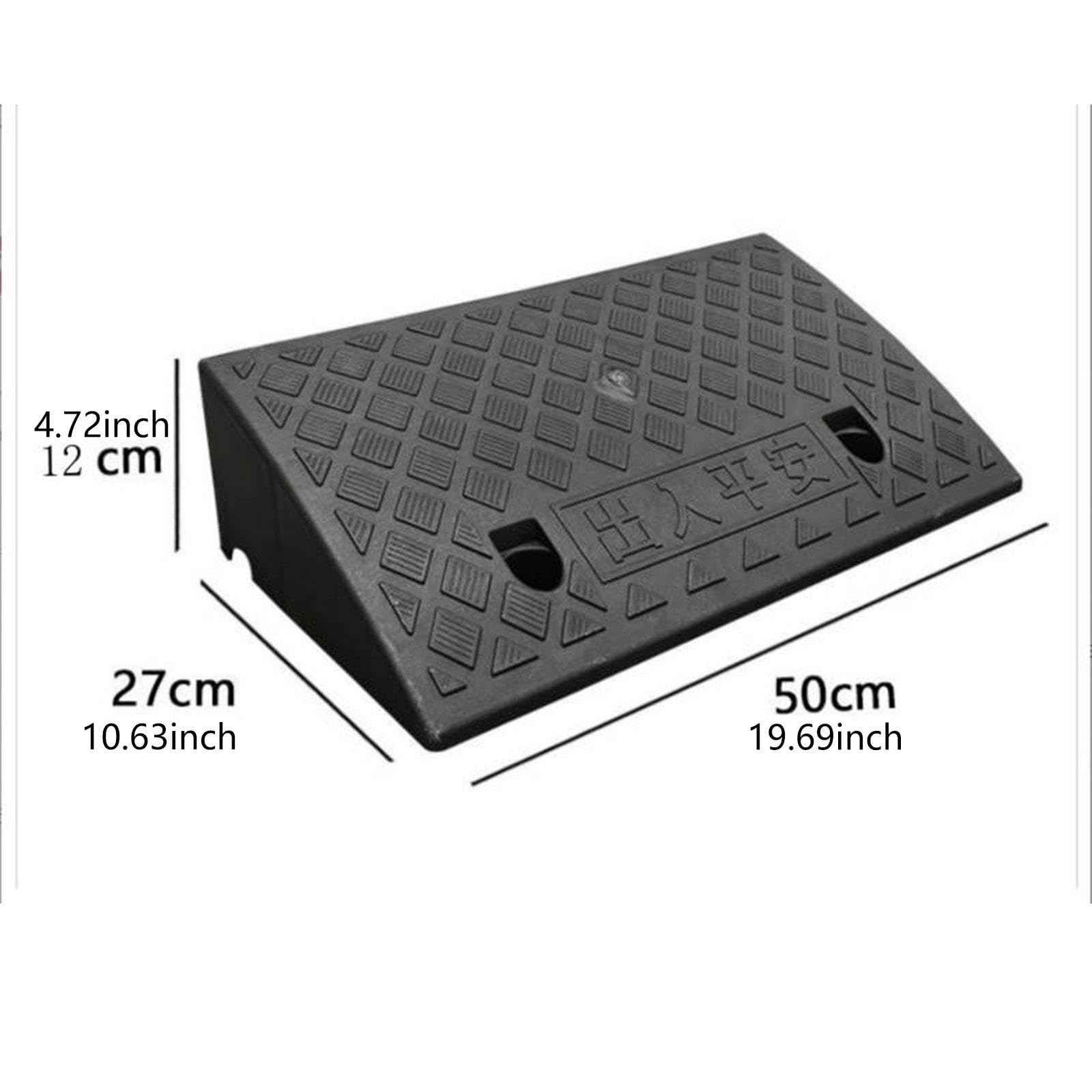 Rampa de Acceso para Coches Y Sillas de Ruedas con Estructura de PP Resistente Y Antideslizante Fácil Instalación Adecuada para Exteriores E Interior, Negro 50x27x12cm