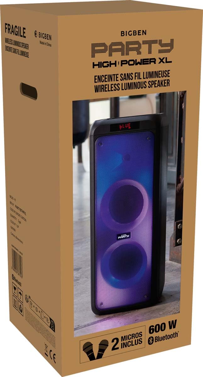 Party PARTYBTHPXL - Enceinte BT avec Effet Lumineux 600W XL + 2 Micro