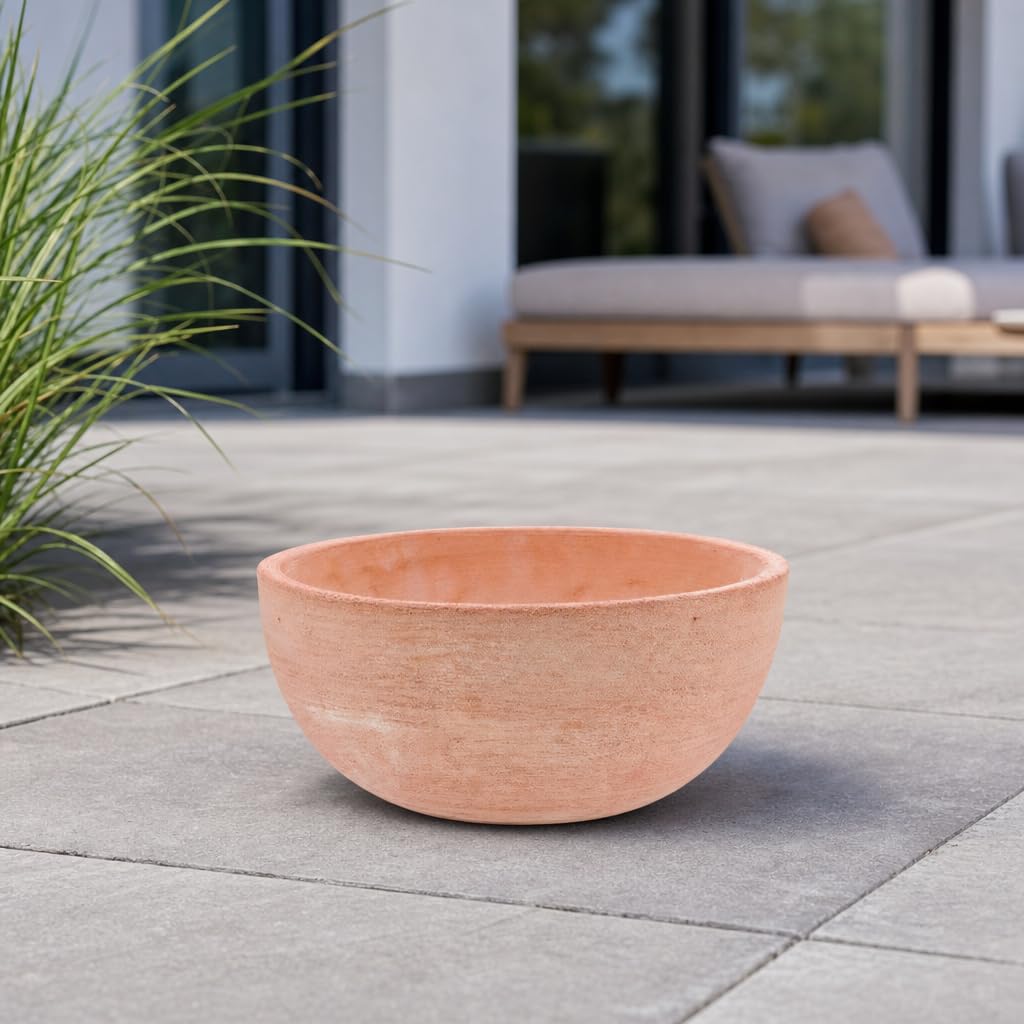 Palatina Werkstatt Pot de fleurs moderne en terre cuite – Bac à plantes rond de 29 cm ou Ø 50 cm – Pot de fleurs décoratif pour terrasse, jardin, balcon et salon (50 cm de diamètre)