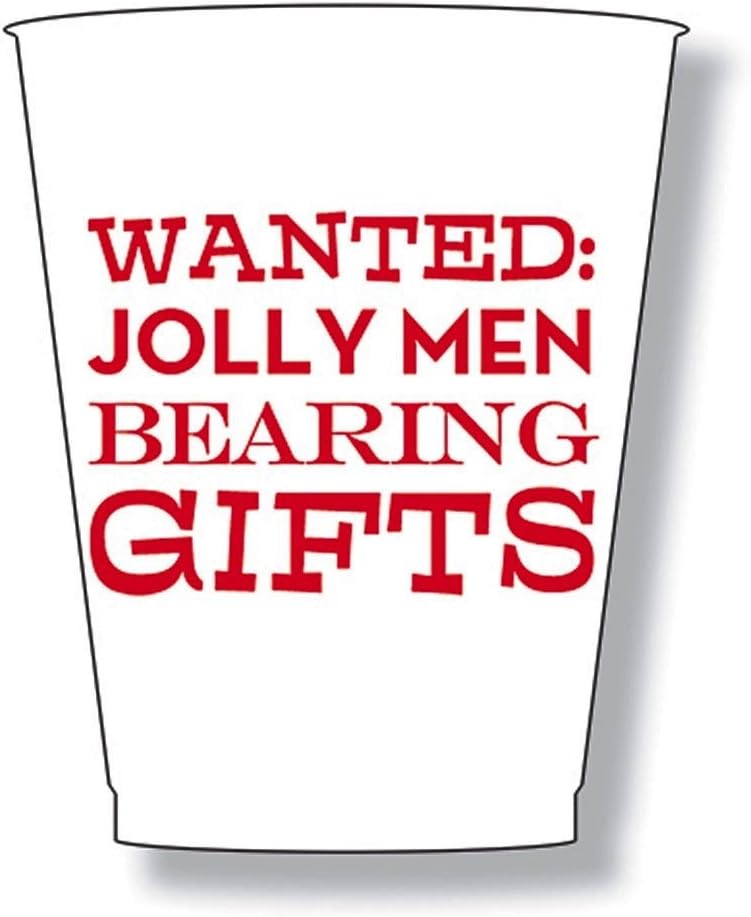 Christmas Party Frost Flex Cups 16oz Wanted Jolly Men Bearing Gifts