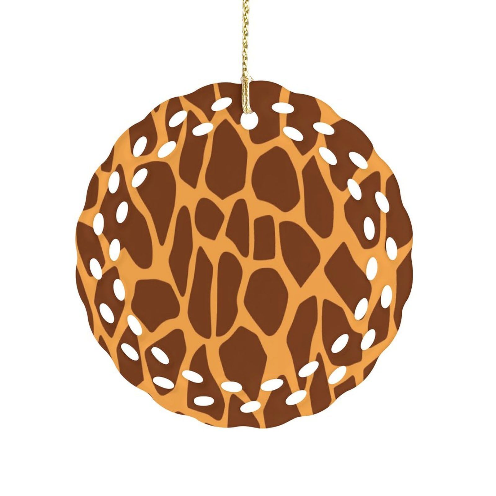 Fekiloot Women's Style Giraffe Print Ceramic Ornaments 3 Inch Round,Holiday Keepsake For ,Girls,Pet Owners,Hanging Ornament Gifts Idea For Home