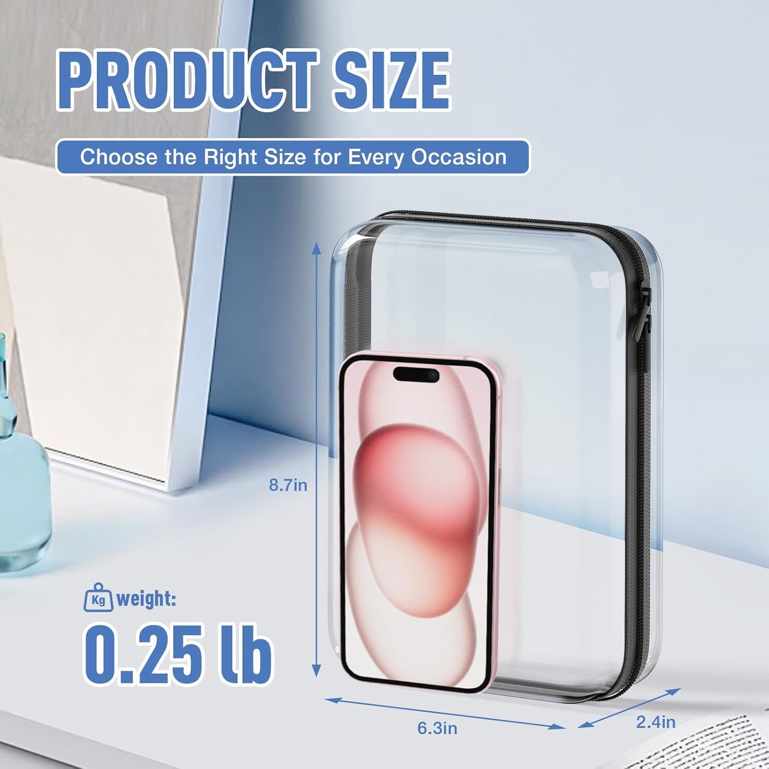 4Pcs Clear Hard Shell Zipper Case, BIiss Plastic Bins for Organizing, Clear Zipper Pouches Makeup Case & Lidded Storage Bins Organizer for Storage Cosmetics, Puzzles, 8.7 x 6.3 x 2.4 Inch - Image 2