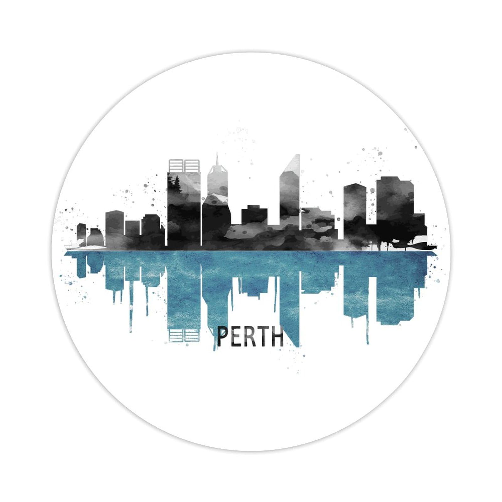 Set of 50 Vinyl Decals 1.5 Inch,Australia Perth Skyline Label Stickers Perth Cityscape Stickers for Card Envelopes Seals Boxes Decorative Decal for Party Supplies