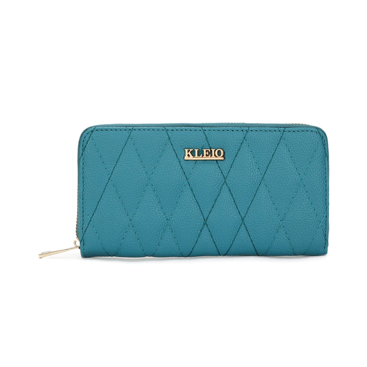 Quilted PU Leather Bi Fold Zip Closure Multi Pockets and Slots Clutch Wallet for Women Ladies(HO5009KL-OG)(Olive Green)-image-33