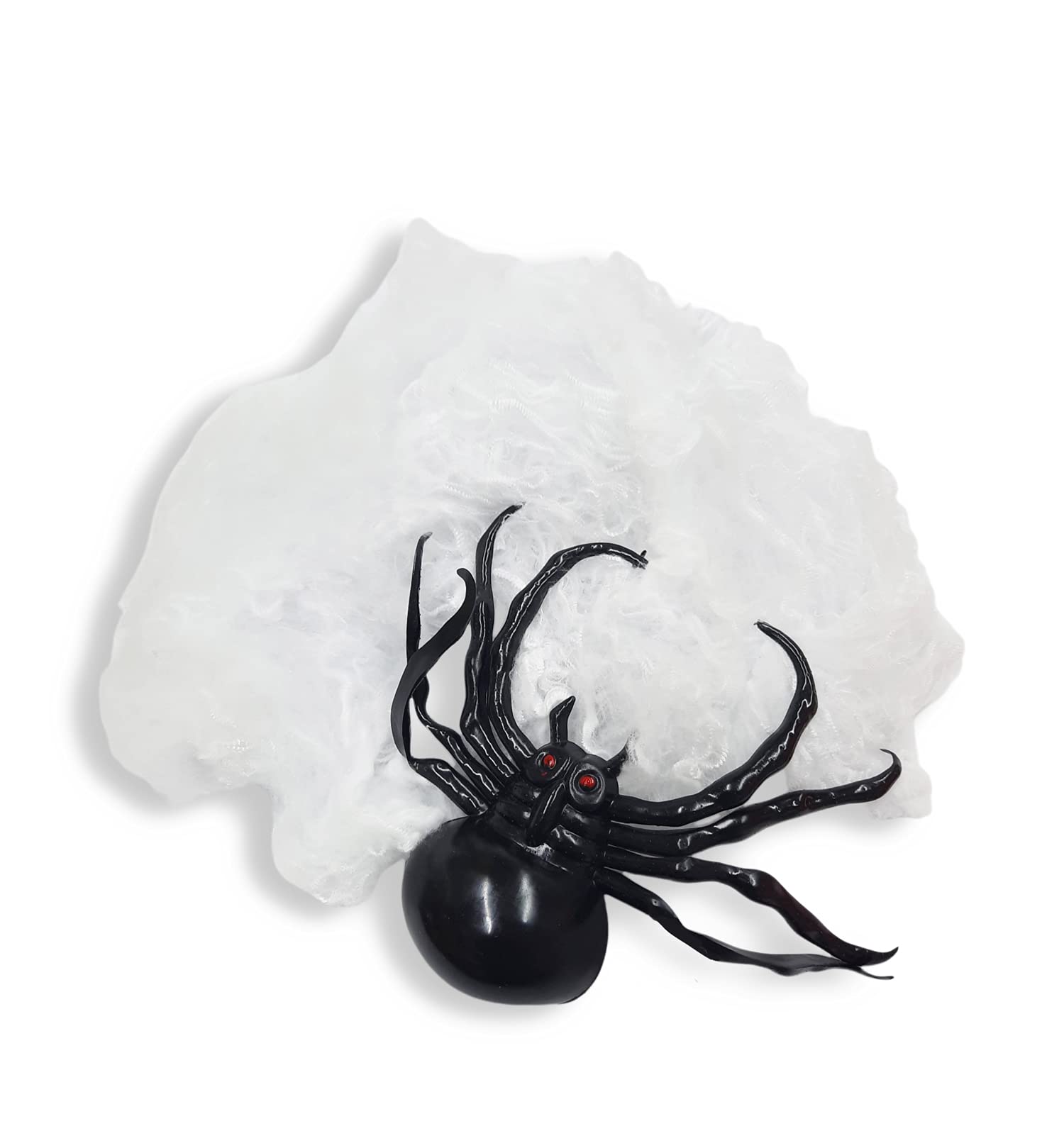 PARTY TIMEWhite Halloween Spider Webs Decorations with 1 Big Fake Spider, Super Stretchy Cobwebs for Halloween Decor Indoor or Outdoor