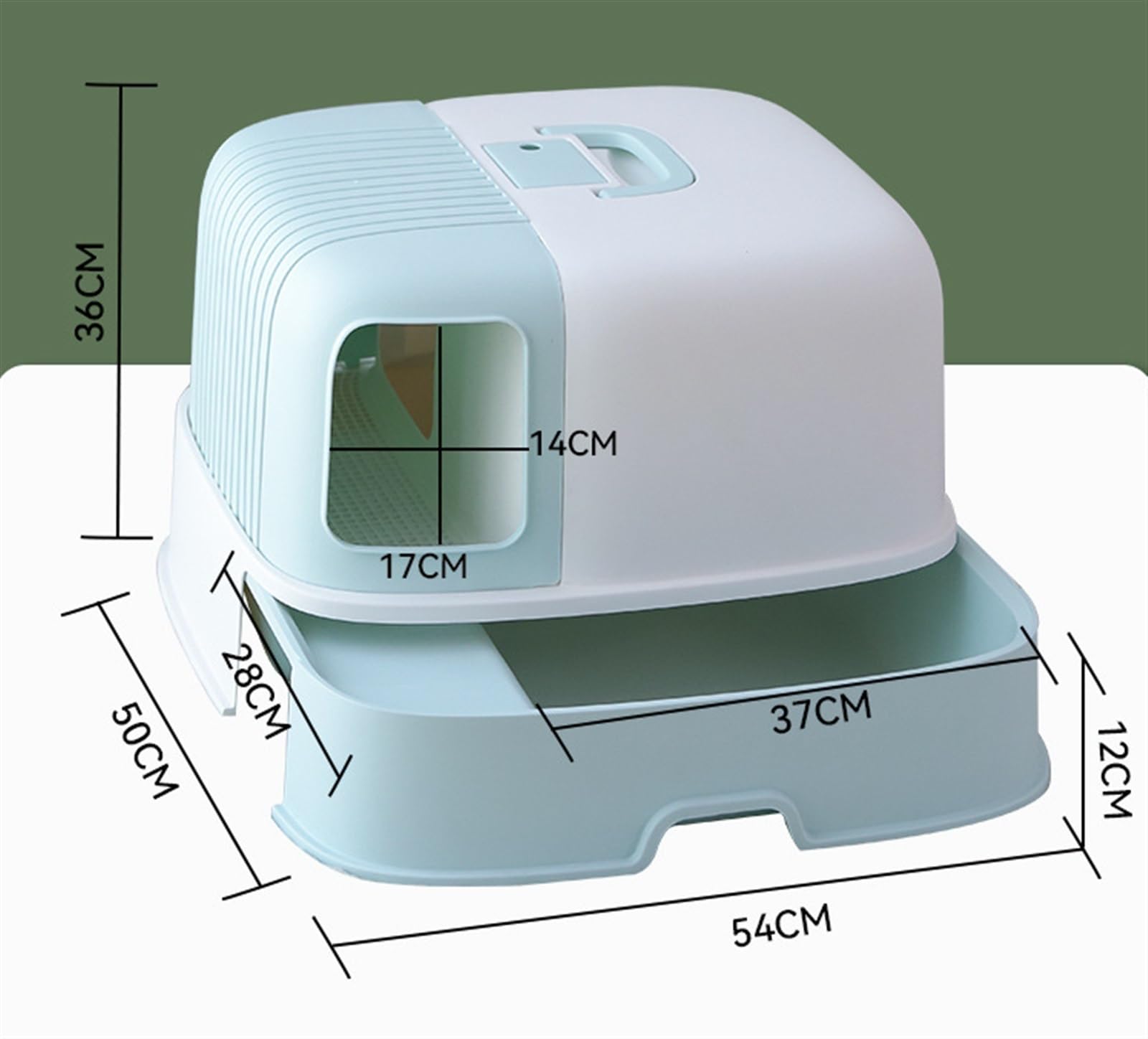 Katzentoilette Für Katzen Katzentoilette Mit Schubladentyp, Komplett Geschlossen, Spritzwassergeschützt, Großer Raum, Geruchsneutral Katzenklo Für Katzen(Blue)