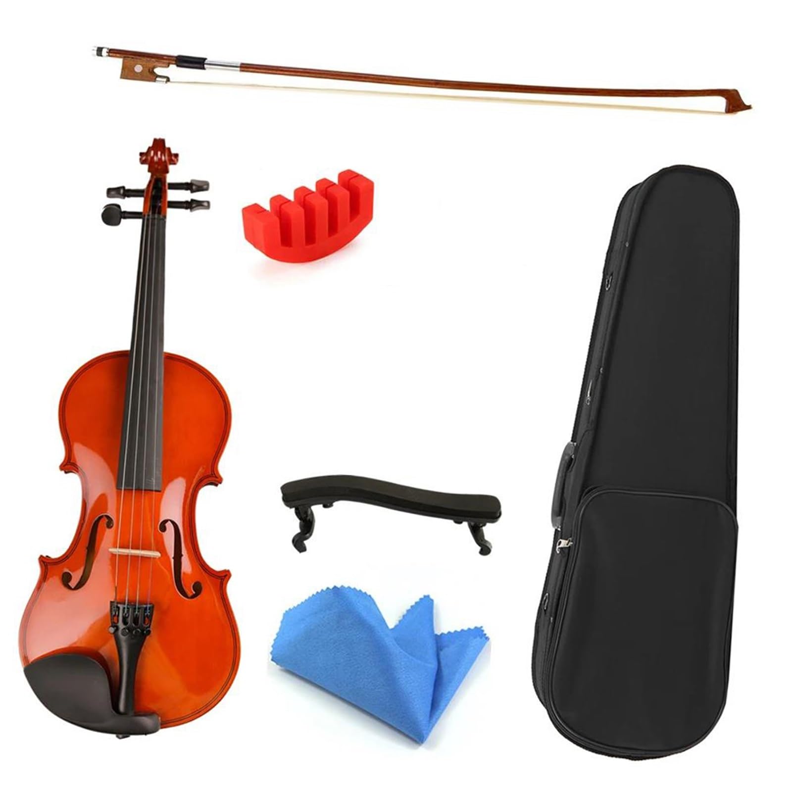 Violino Violino Acustico In Legno Massello Di Dimensioni Standard Con Corde Per Arco E Accessori Completi Per Principianti E Studenti Di Violino(1/8)