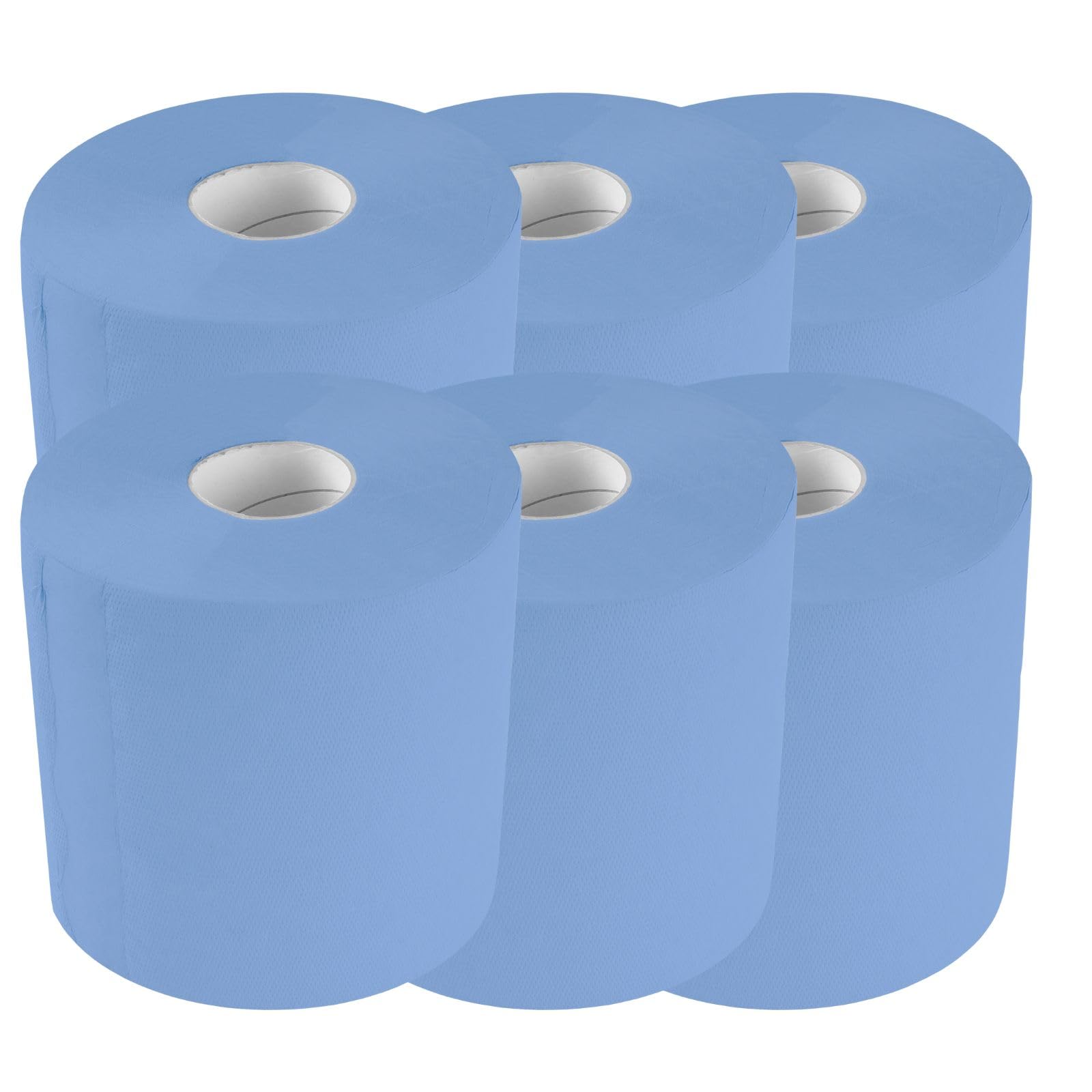 TECPO Lot de 6 rouleaux de 500 feuilles au total, 2 couches, perforées, absorbantes - Bleu
