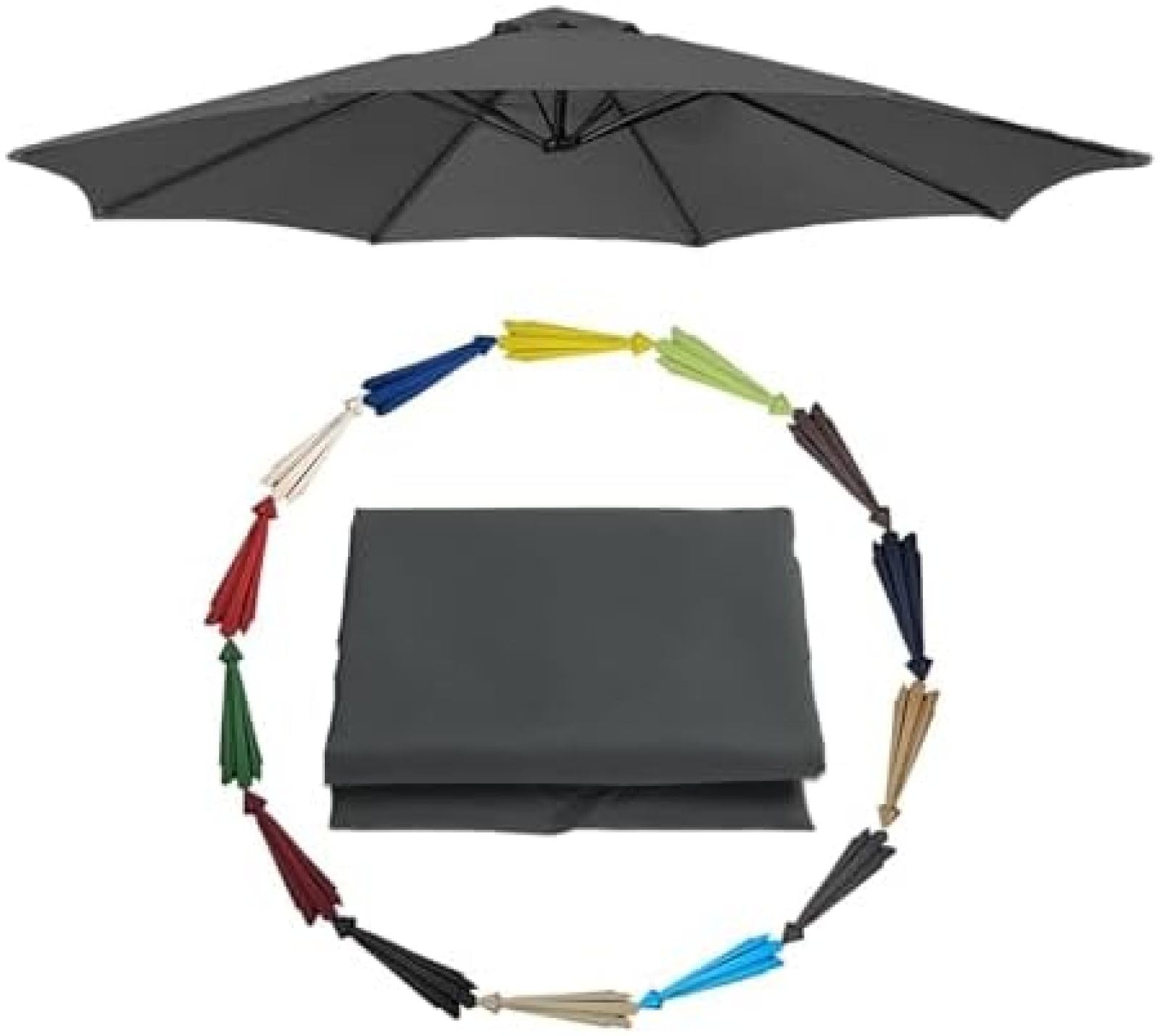 Sonnenschirm Ersatzbezug, 200-350Cm Schirmhülle, 6/8 Rippen, Uv-Schutz, Geeignet Für Gärten, Strände