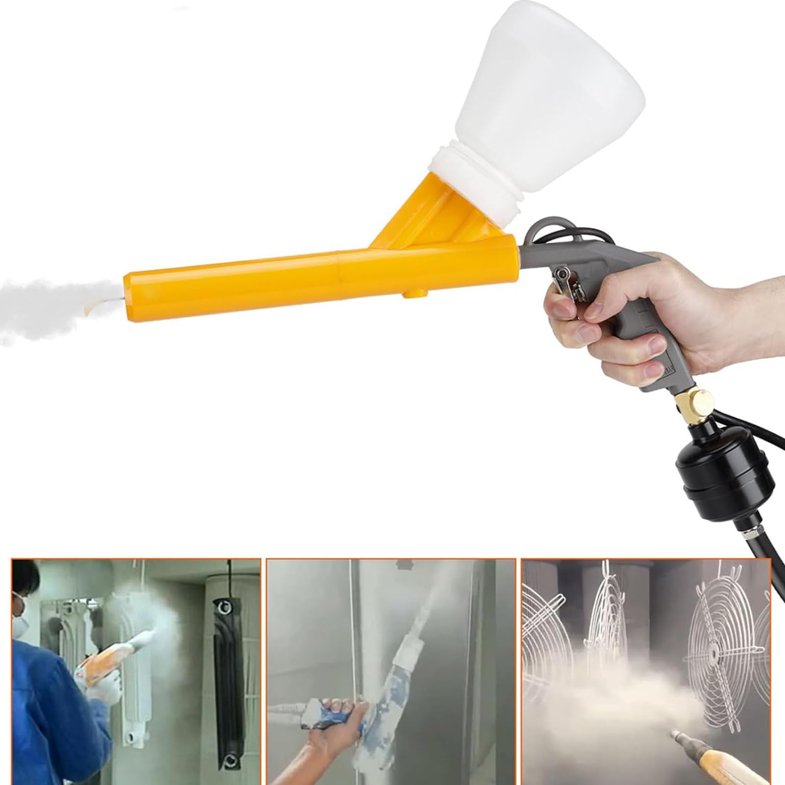Paint Sprayers Electrostatic Powder Coating Machine pistolet natryskowy, 10-15 Psi 5 etapowy system powlekania proszku z przełącznikiem nożnym pistoletu, żółty