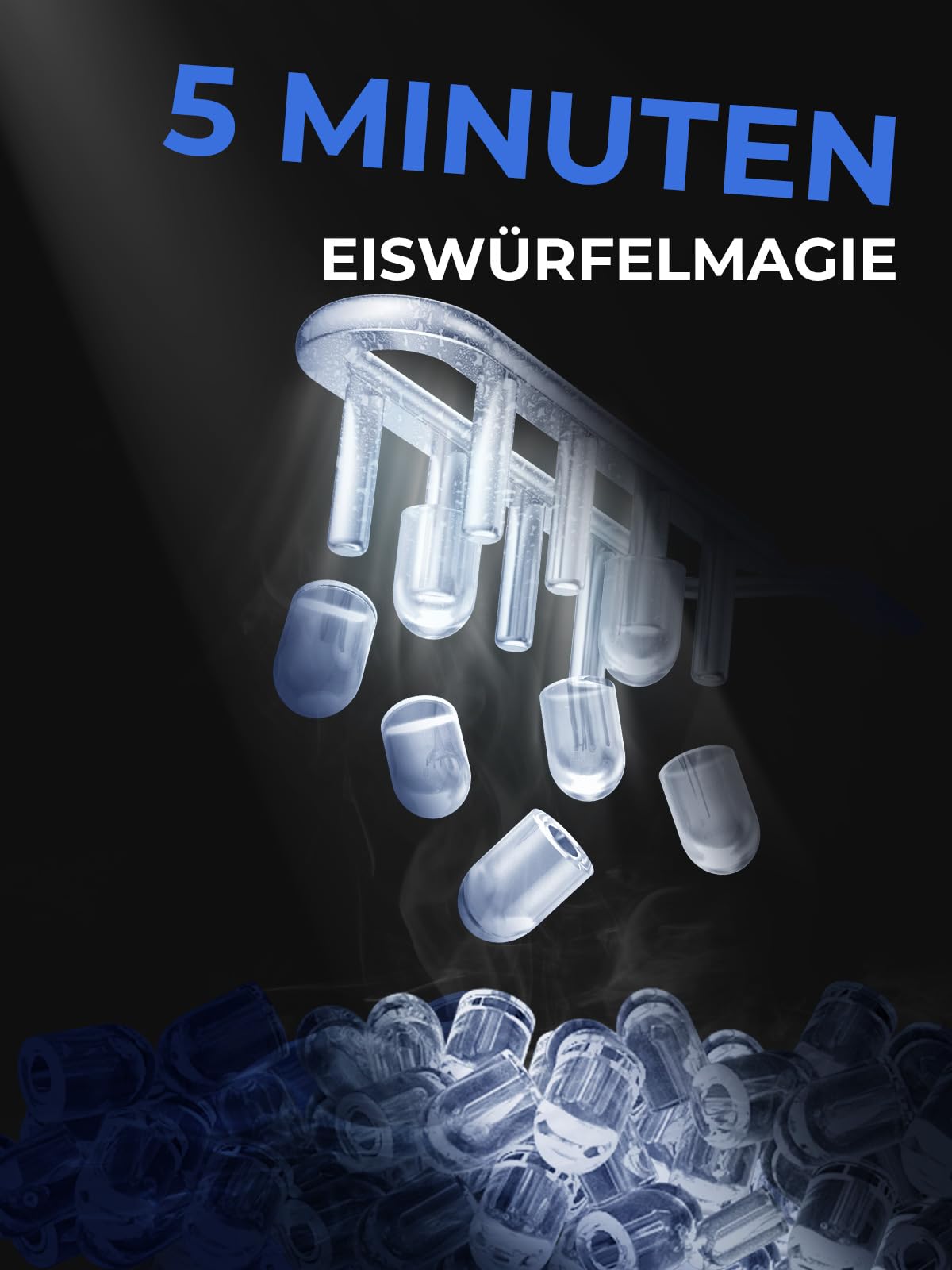 FOHERE Eiswürfelmaschine, Eiswürfel in 5 Minuten, 14KG in 24 Stunden, Selbstreinigender Mini Eiswürfelbereiter, 2 Eiswürfel Größen für Küche, Büro, Bar und Party (Tiefschwarz)