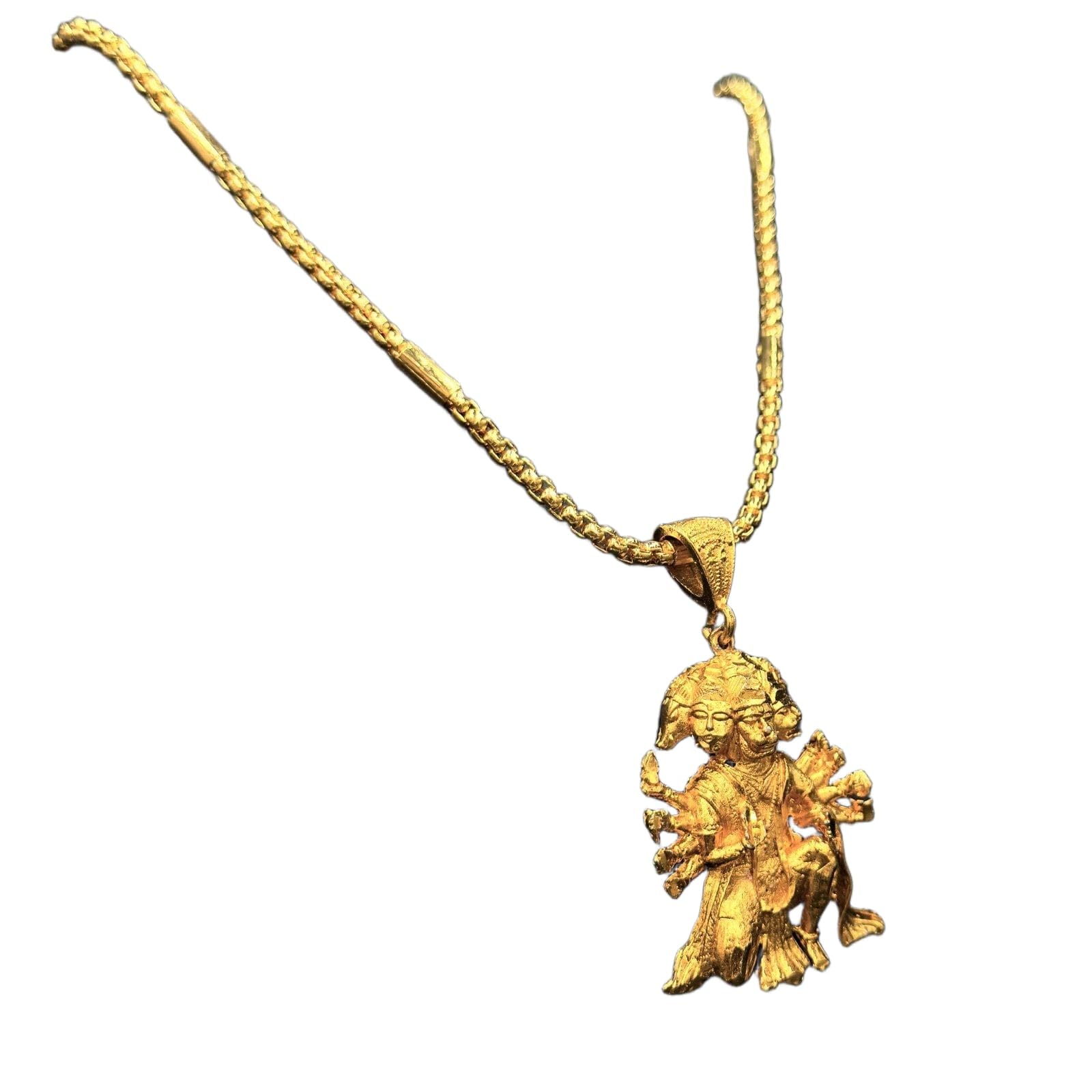 Panchmukhi Hanuman Spiritual Pendant – Gold Tone Religious Locket for Blessings & Courage-image-12