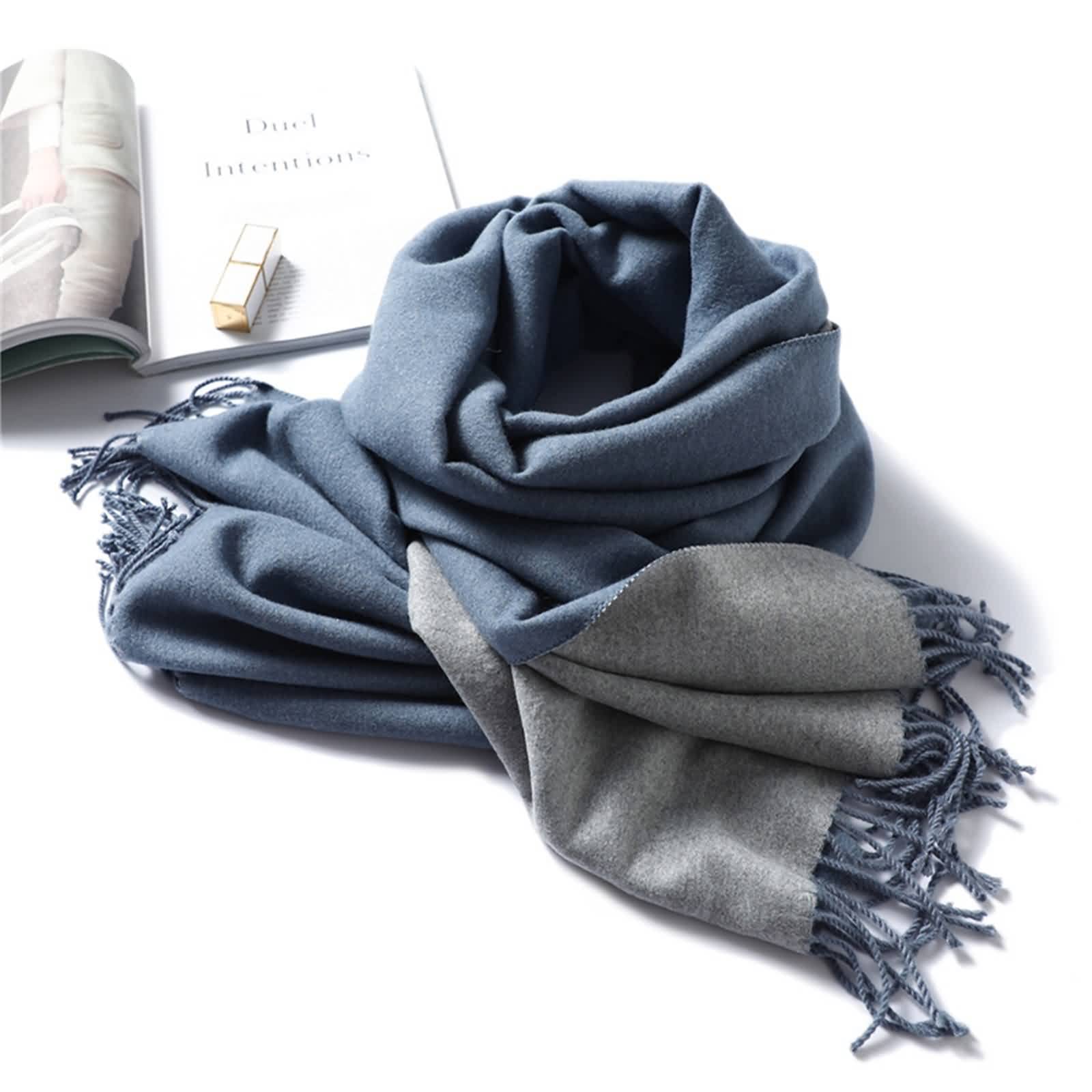 Sciarpe da donna, calda sciarpa vintage imitazione cashmere doppio tinta unita nappa abbigliamento invernale accessori regalo, Stile 4