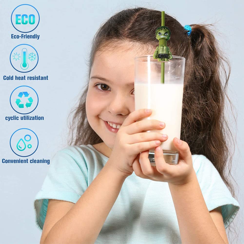 6 Cannucce Riutilizzabili Animali Cartoon - Cannucce Colorate Per Feste Bambini, Multicolori - Foto 6