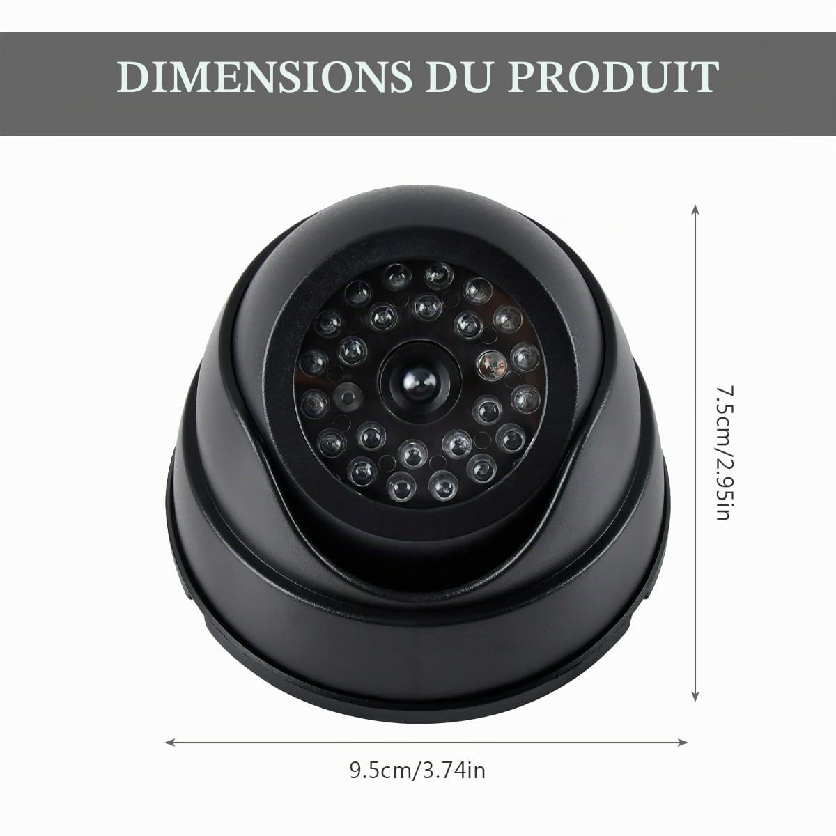 2pcs Caméras Factices de Surveillance CCTV, Fausse Caméra de Sécurité Factice avec Lumière Led Clignotante, Caméra Surveillance Factice Étanche pour Extérieur Intérieur avec 2 Panneaux de CCTV + Vis