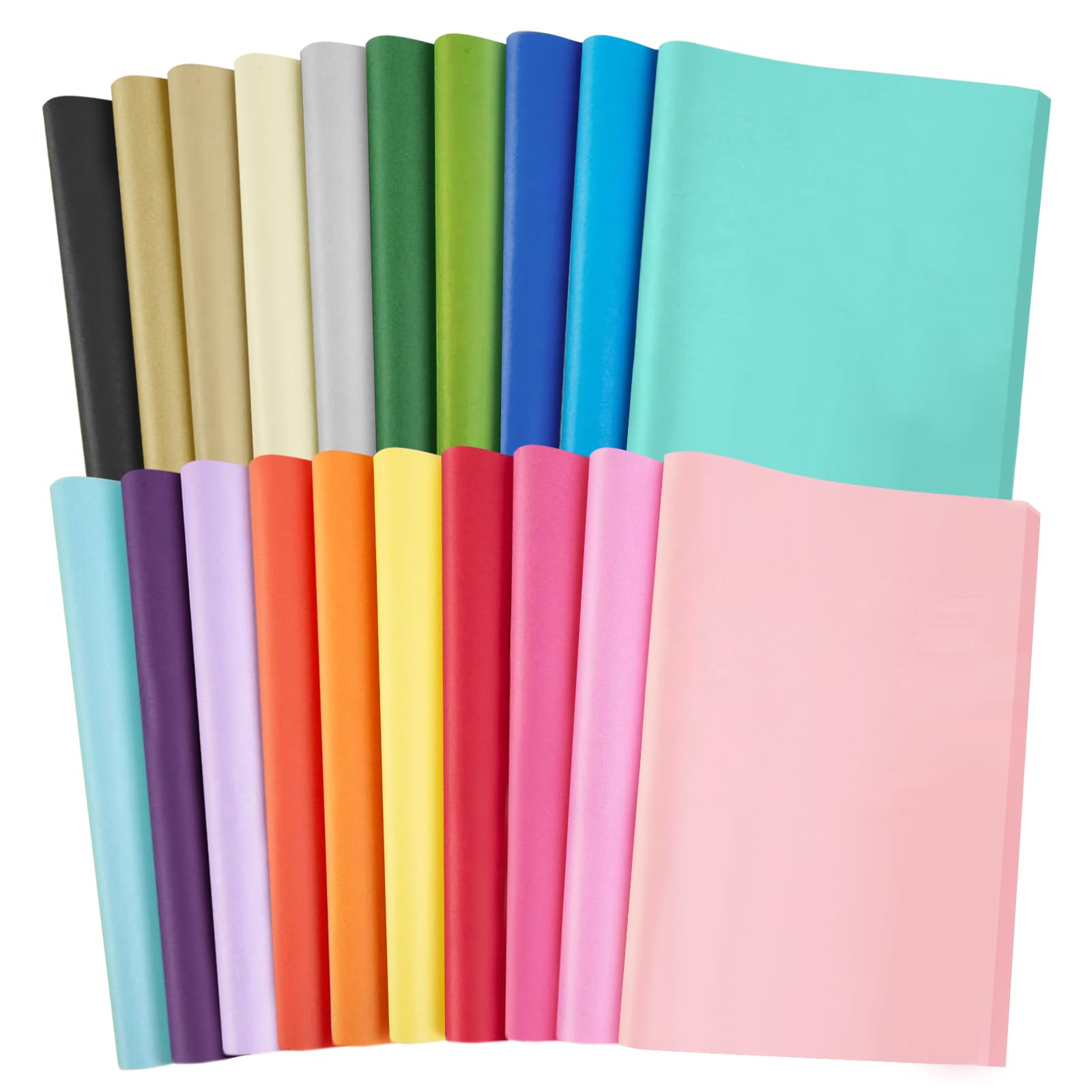 Flintronic 100 Sheets Coloured Tissue Paper for Wrapping Gifts, 20 Colours 50×70cm, Rainbow Tissue Paper, Coloured Gift Wrapping Paper, Assorted Colors Art Tissue for Packaging Gifts Crafts Floral