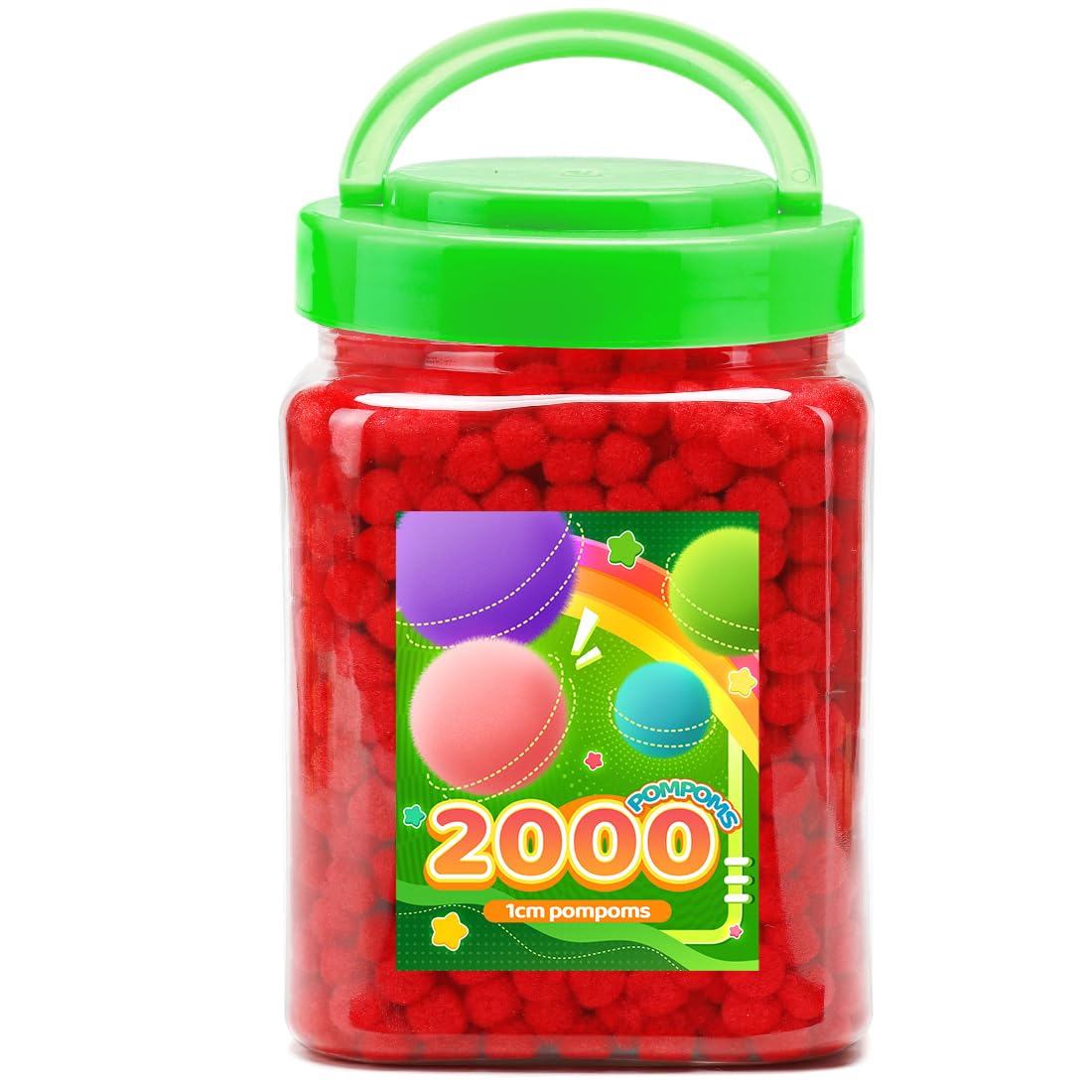 Tiehuoxia 2000 PCS Pom Poms for Crafts, Red 1cm Pom Pom Balls, Fluffy Pom Poms for DIY Decorations (Red)