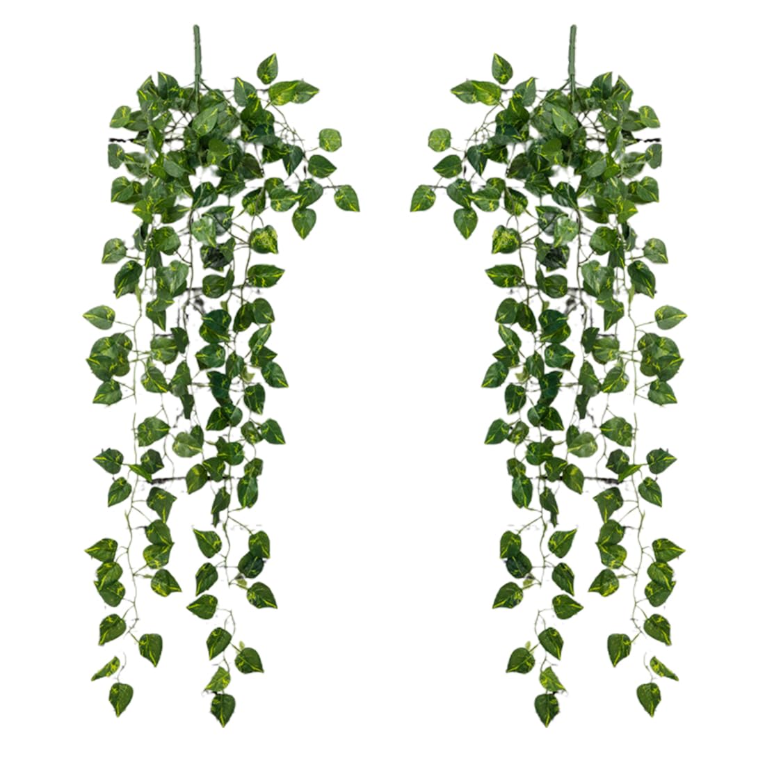 2 piezas de plantas colgantes artificiales, plantas colgantes de potos artificiales para decoración de paredes interiores de bodas, jardín, balcón, dormitorio