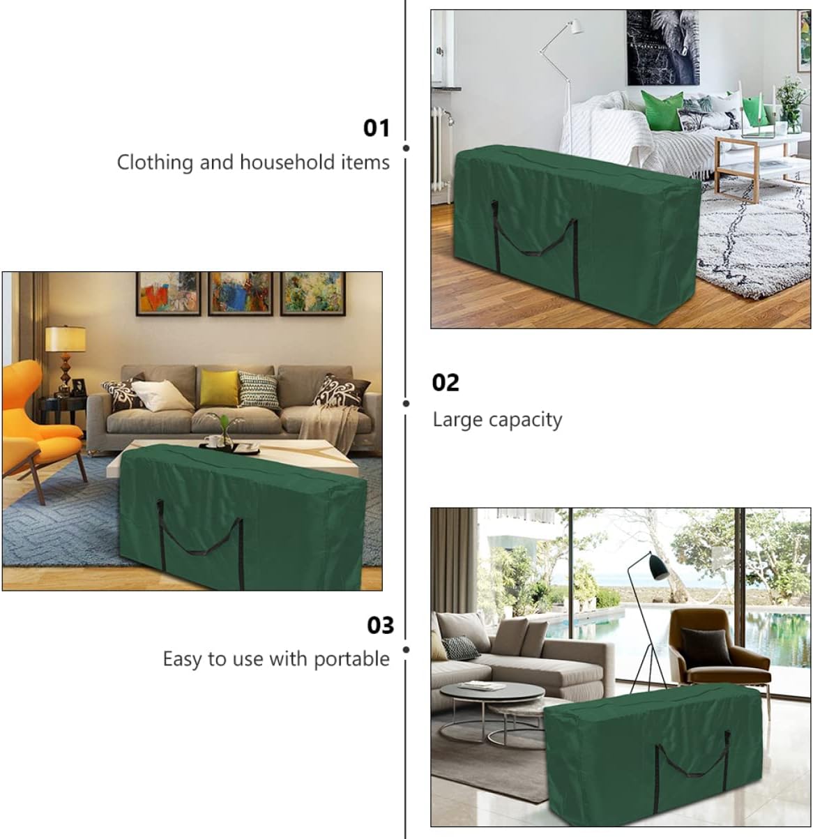 1pc Furniture Storage Bag for Outdoor Cushions Organizer for Blankets Toys and Seasonal Items Portable Hand Bag Carrying Handles