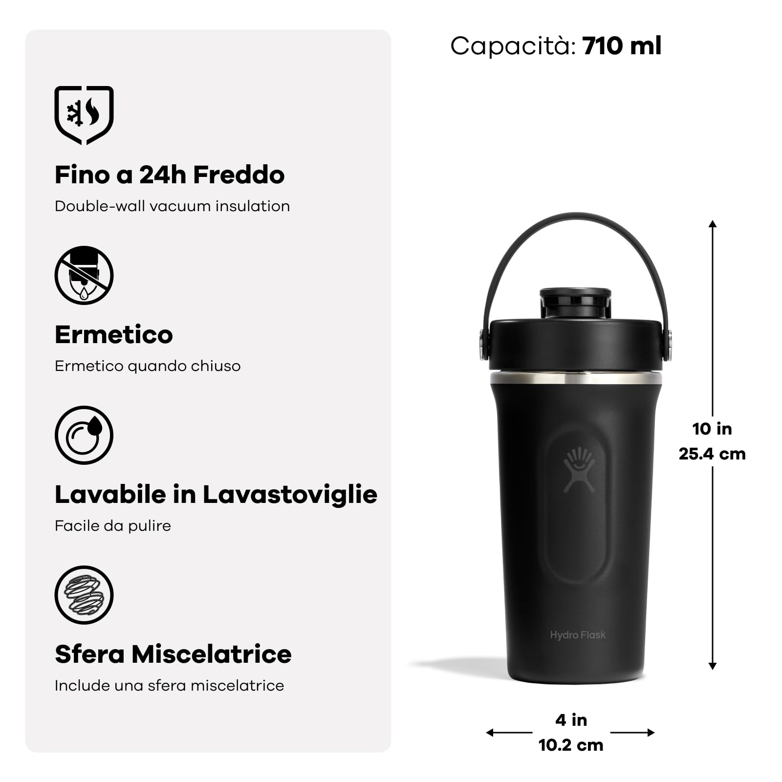 Hydro Flask - Insulated Stainless Steel Shaker Bottle 710 ml (24 oz) - Beccuccio a Chiusura Ermetica Flip Chug – Per Frullati Proteici e Integratori – Sfera Frusta – Freddo per 24 Ore - Popstar Pink