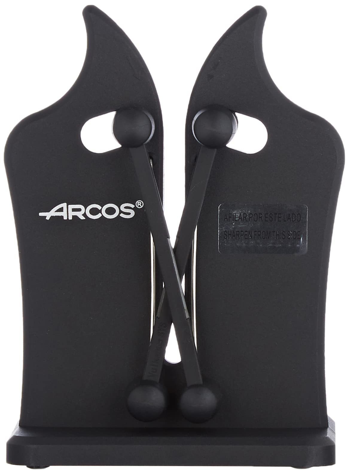 Arcos Afilador Profesional de Cuchillos y Cuchillo Santoku Asiático - Serie Riviera, Hoja de Acero Inoxidable Forjado NITRUM 180 mm, Mango de Polyoxymethylene