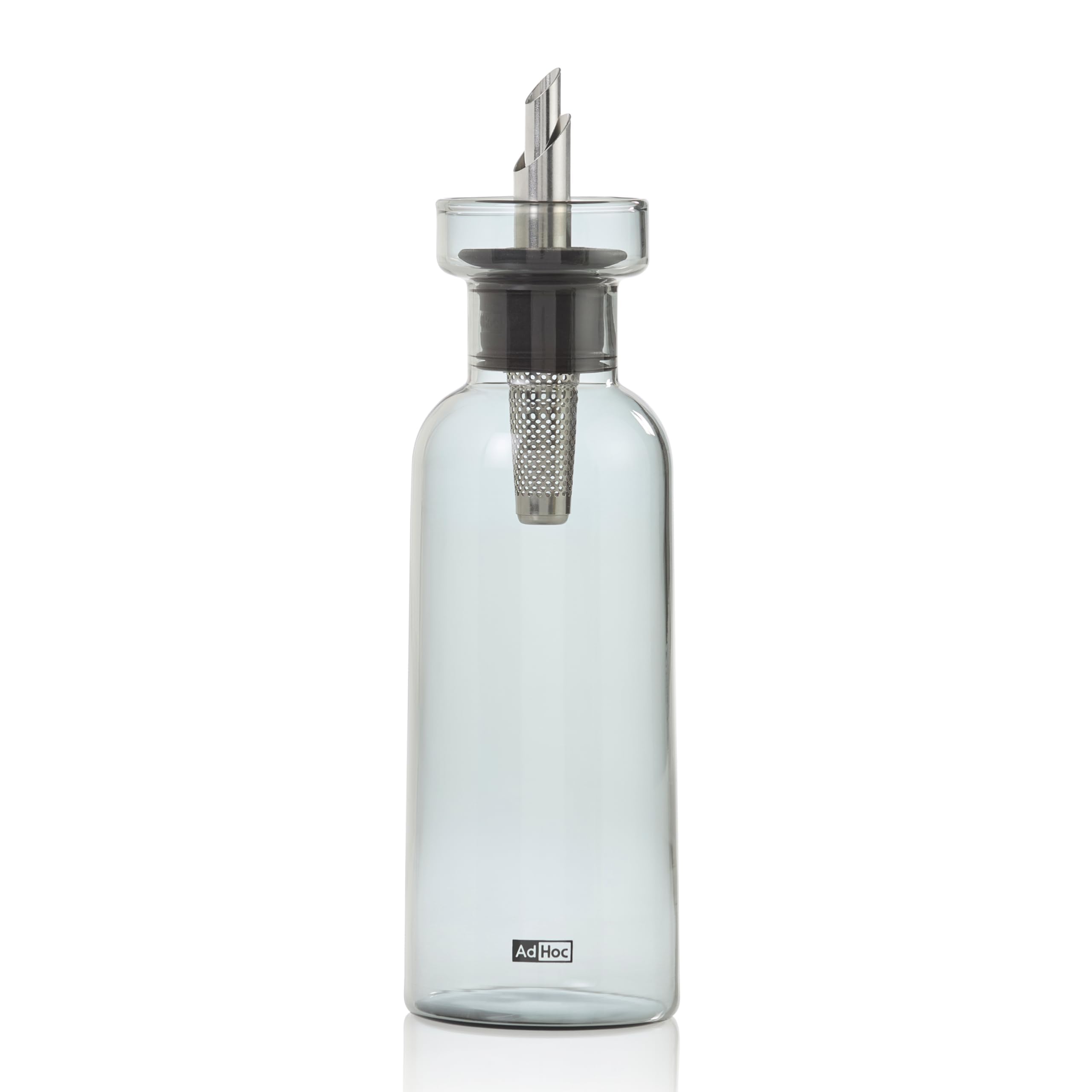 AdHoc AromaPour - Set di 2 bottiglie per olio e aceto, in vetro grigio, 300 ml, dispenser filtrato antigoccia, per olio e aceto, lavabile in lavastoviglie