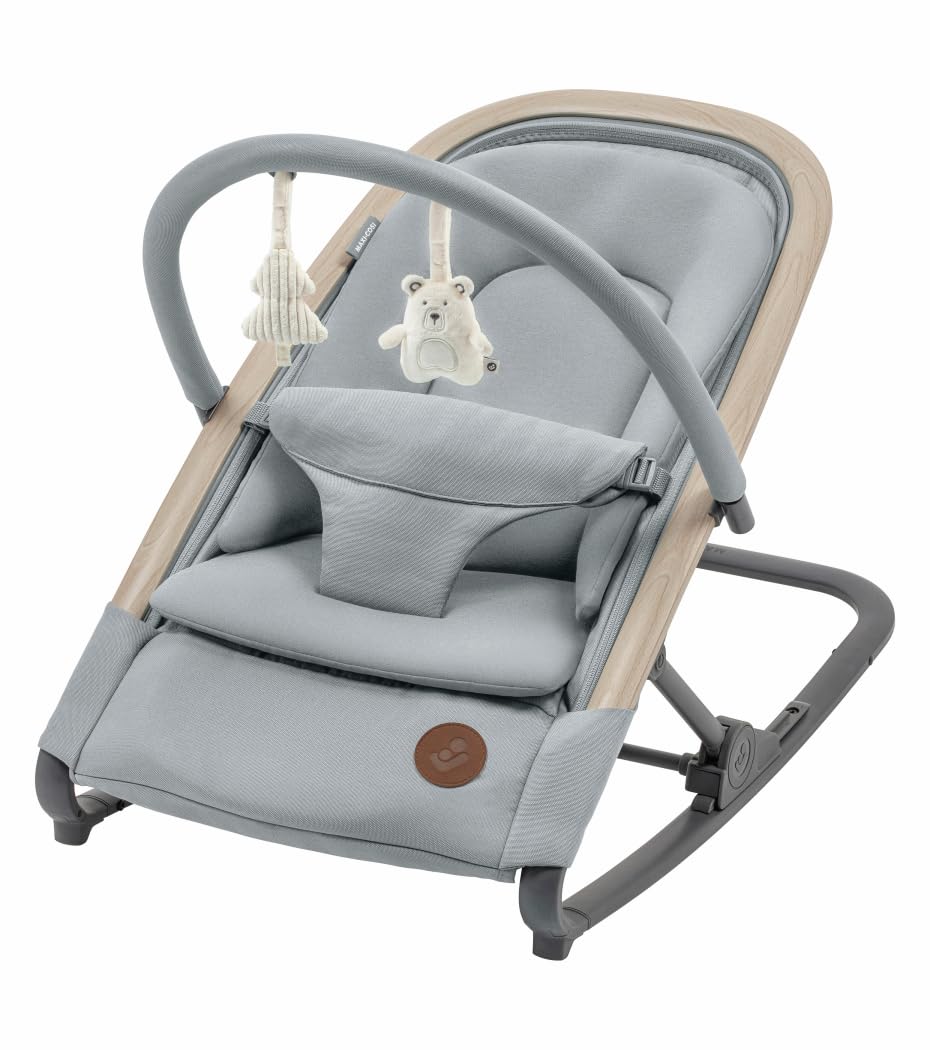 Maxi-Cosi Kori Bouncer Baby Rocker, 2-in-1 Rocker, One-hand Recline, Entertaining Toy Arch, 0 Months to 2 Years, Beyond Grey, 2 Year Warranty