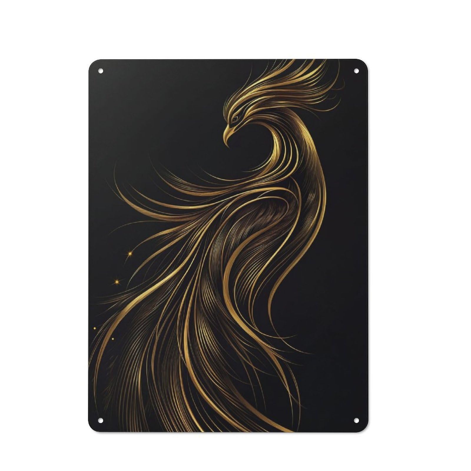 Retro Metal Sign with Golden Phoenix Design 40x30cm, Retro Old Style Wall Plaque for Kitchen, Hallway, Bar Or Small Cafe