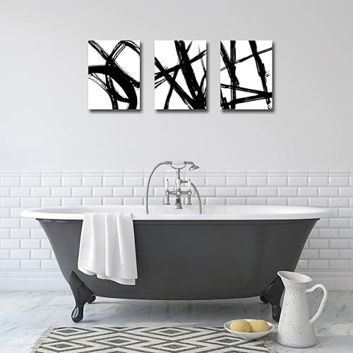 Miniatura 6 de Lienzo abstracto en blanco y negro para decoración de pared, graffiti en blanco y negro, pinturas modernas para dormitorio, sala de estar, baño,