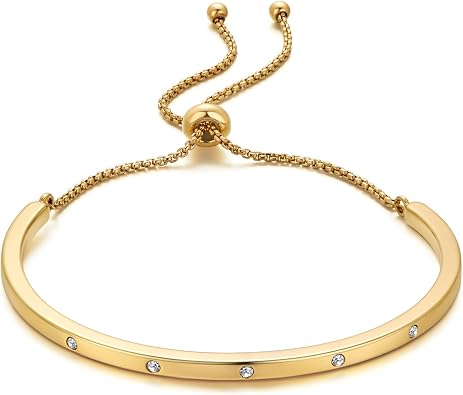 14K Gold Bracelets for Women Adjustable Slider Bracelet Bangle Bracelets for Women Trendy Chain Bracelet