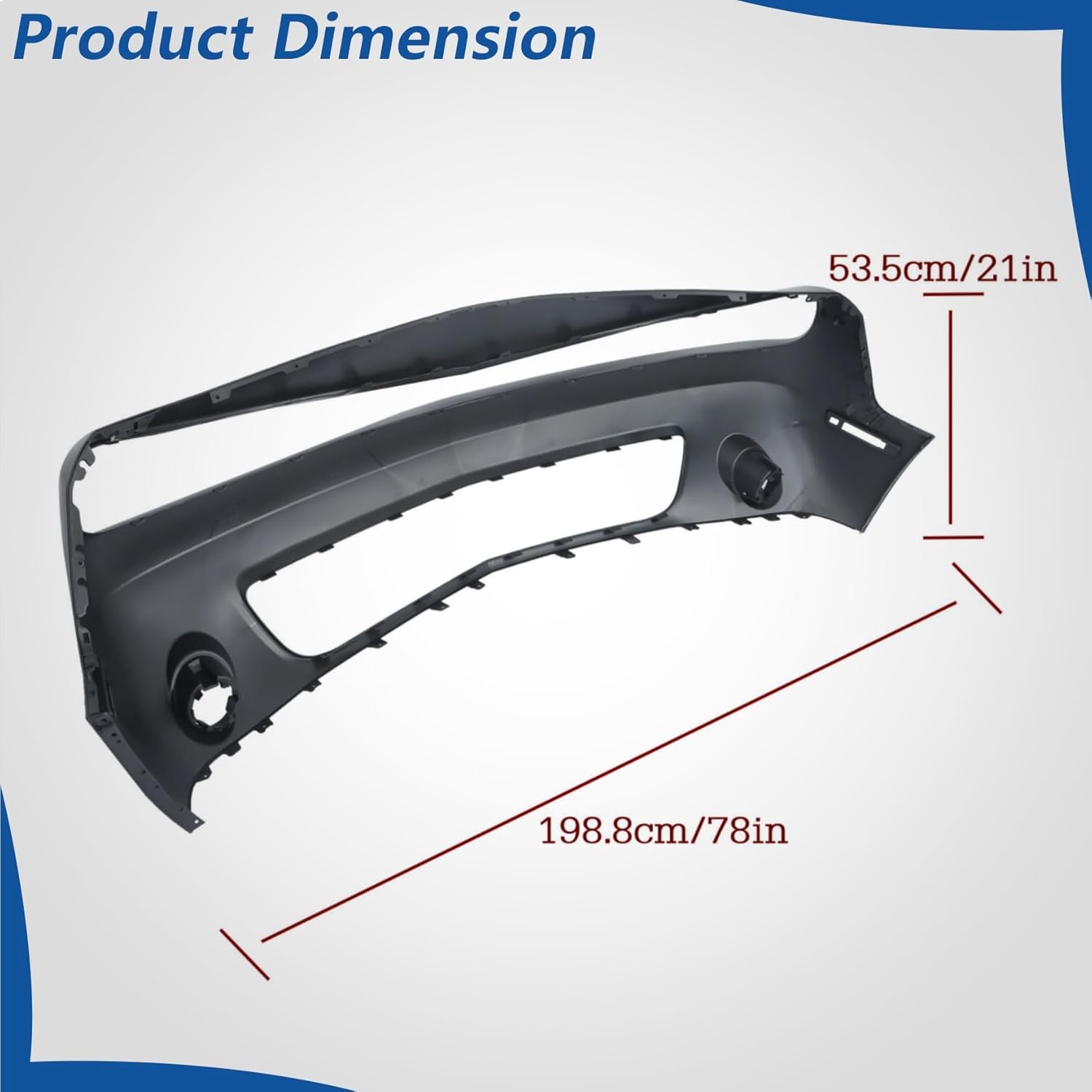 WFLNHB Plastic Front Bumper Cover with Fog Light Holes Primered Replacement for Challenger 2015-2023 68258730AB CH1000A20