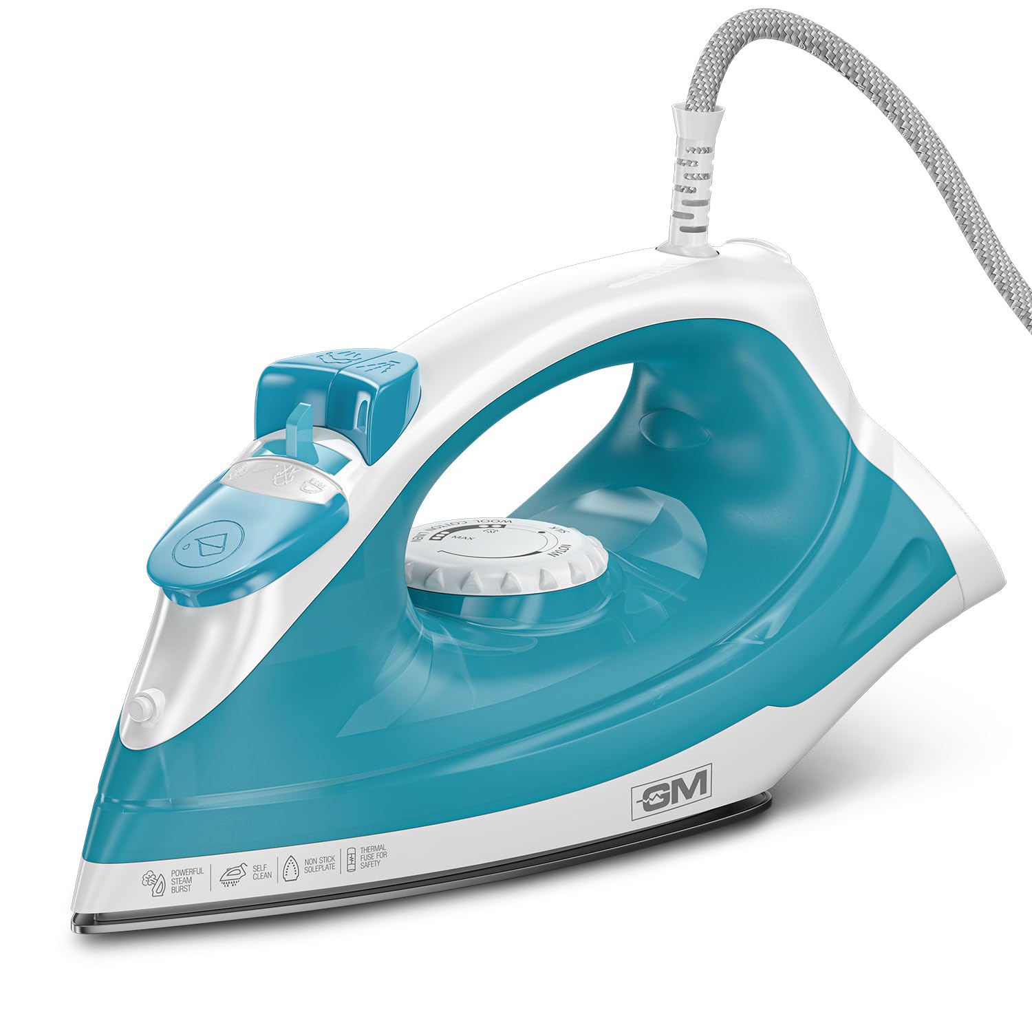 GM G-Swift Steam Iron 1250W with Dual Protection of Thermostat& Thermal FuseISelf CleaningI160ml Water Tank Vertical Steam Ironing|PTFE Non-Stick SoleplateIIndicator LightI360 Degree Swivel Cord- Blue-image-25