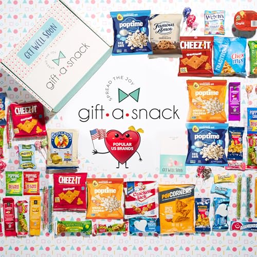 Image of Gift A Snack - Get Well Soon Snack Box Variety Pack Care Package + Greeting Card (60 Count) Feel Better Sweet Treats Gift Basket, Candies Chips Crackers Bars - Office Food Assortments