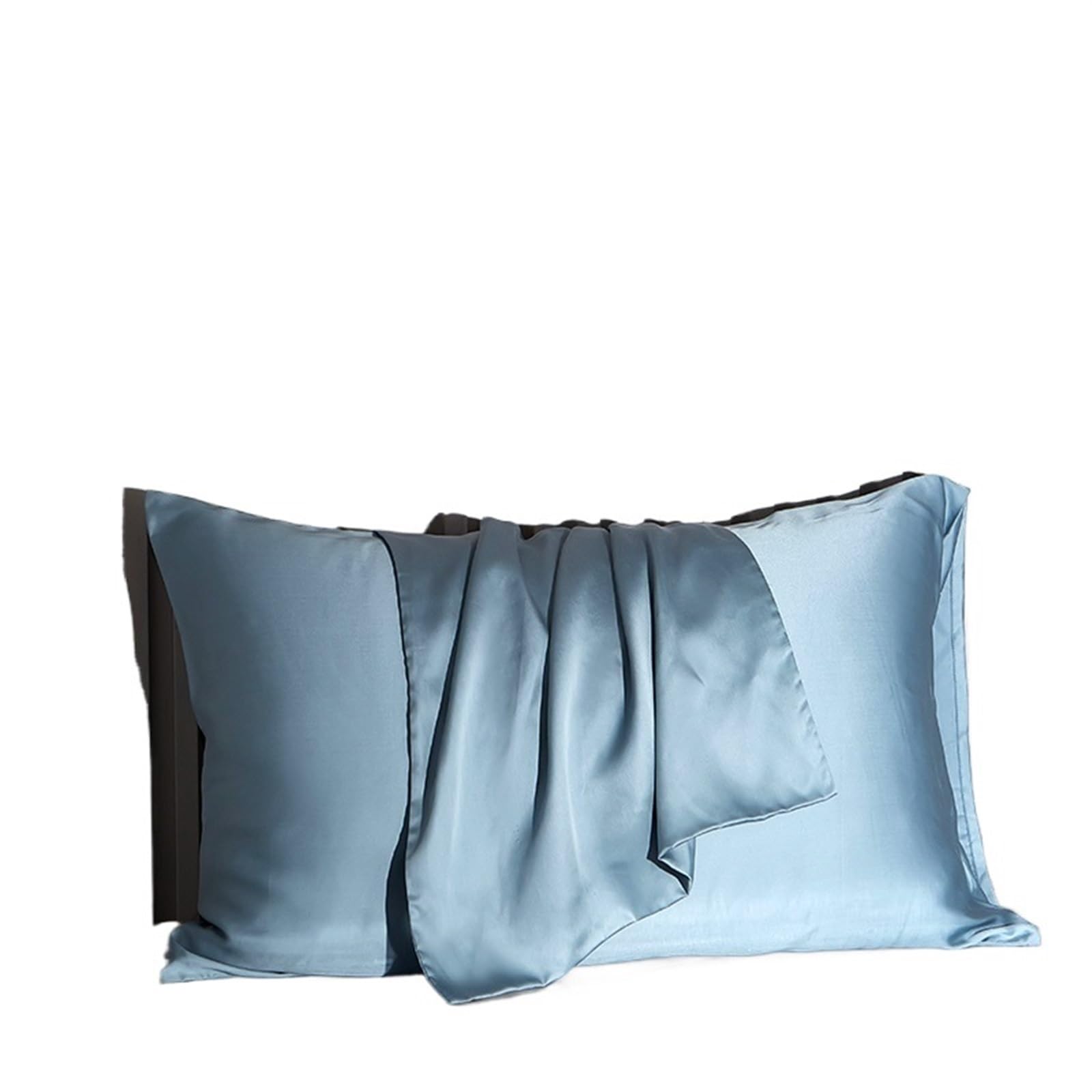 Natural Mulberry Silk Pillow Case 50x70 65x65 Real Silk Protect Skin Pillowcase(Blue,65x65cm 2pcs)