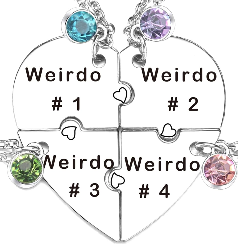 Amazon.com: Ximerinf Weirdo Necklace Heart Bff for 4 Best Friend