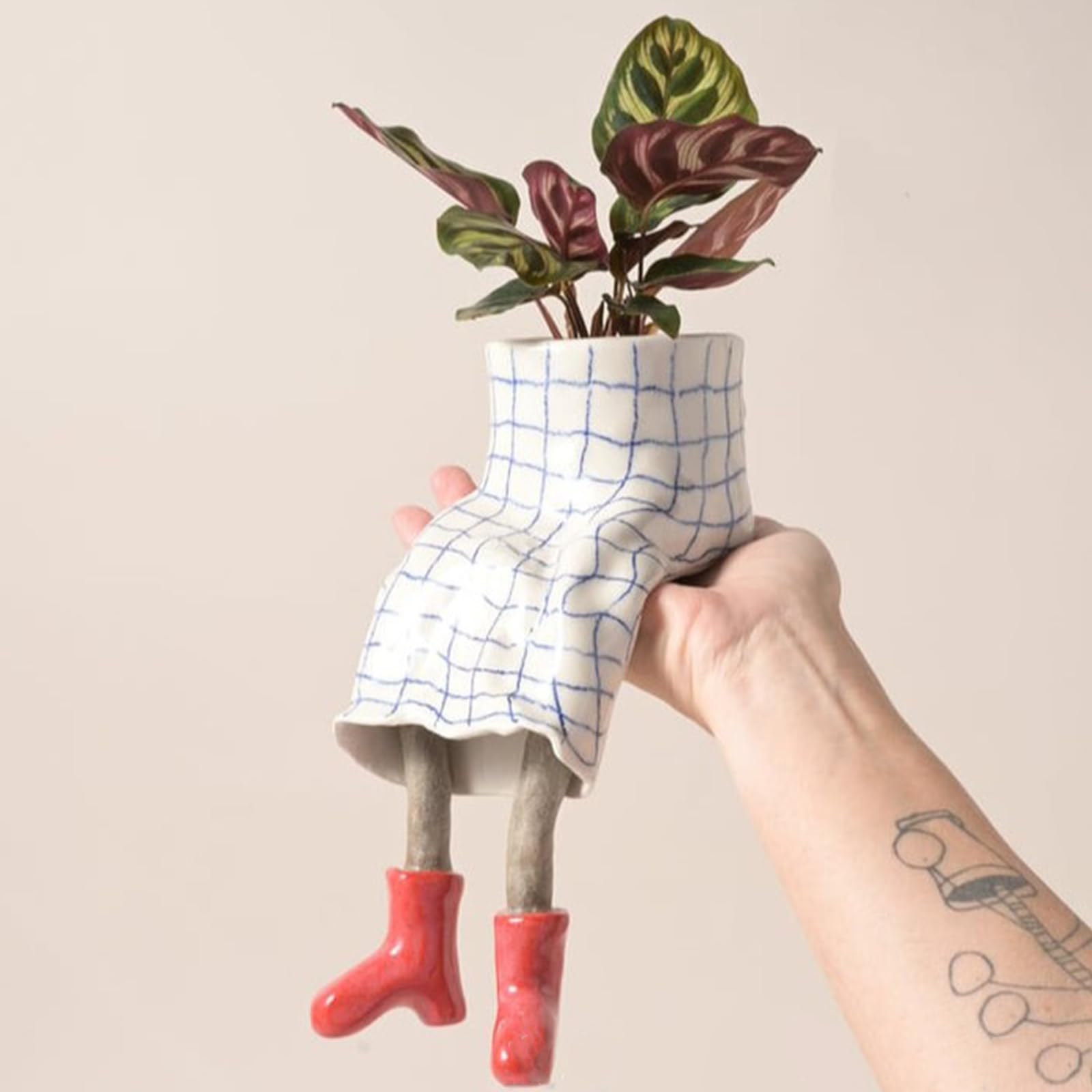QUNZIDRESS Creative Sitting Human-Shaped Planter Pot,Garden Statue Planter,Cute cantilevered flowerpots Succulent Plant pots Ornament Creative Resin Flower Head Planter,Gifts for Plant Lovers