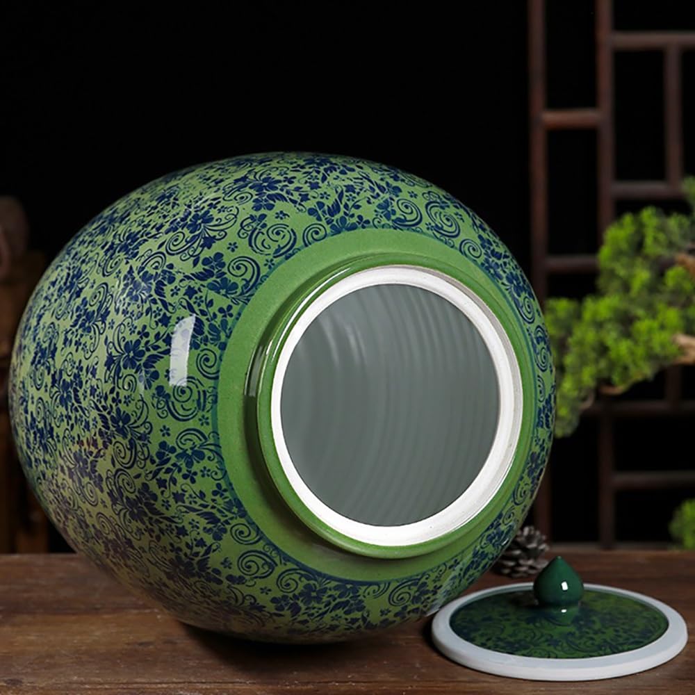 Reisbehälter Aus Keramischer, 25kg Haushaltsreiszylinder Mit Luftdichtem Deckel, Chinesischer Nudelglas Mehlkübel, Keramik Aufbewahrungsbehälter(55lb-25kg)