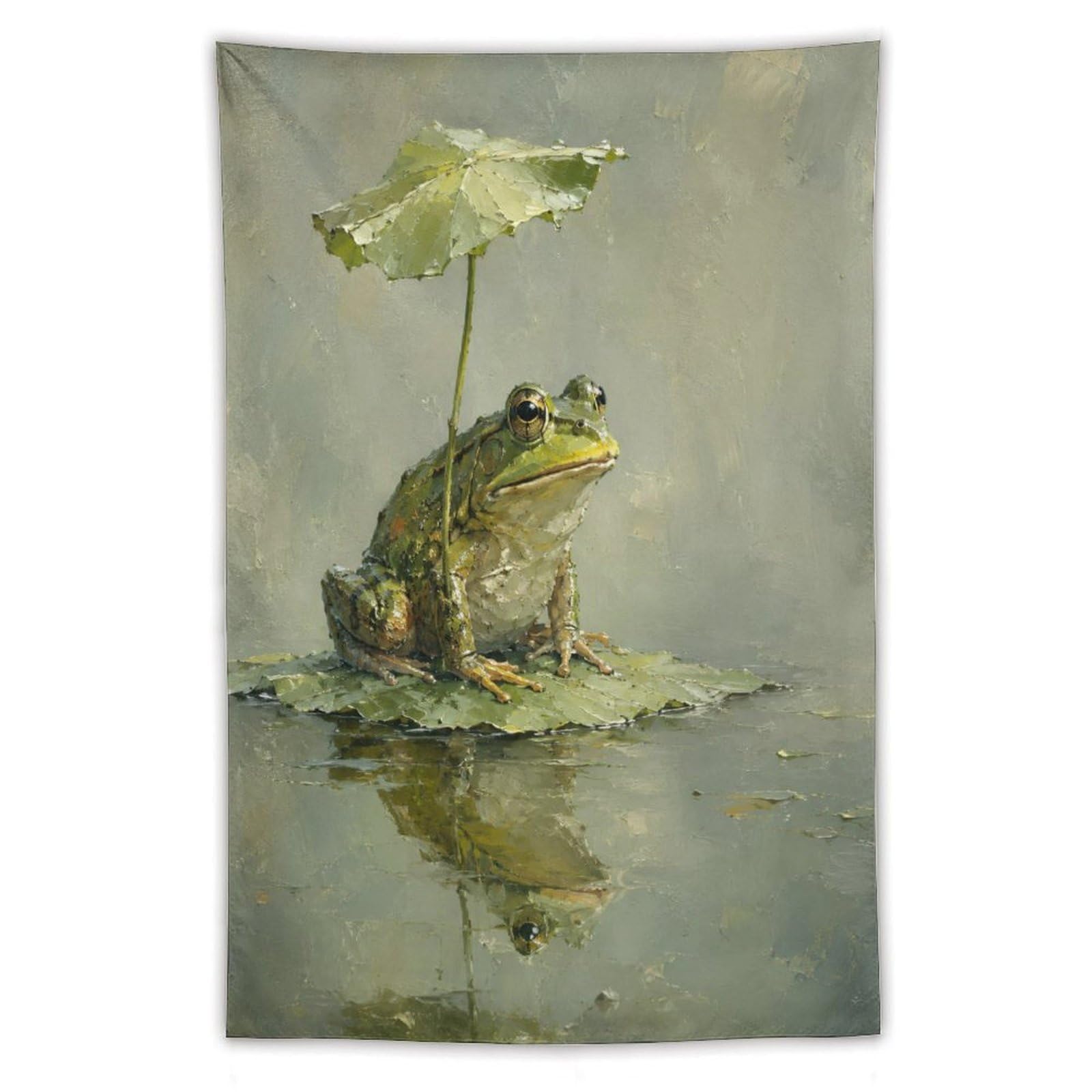 H3B8U2Y5 Frog Lotus Umbrella Wall Tapestry, Ukiyo-e, Quiet Water