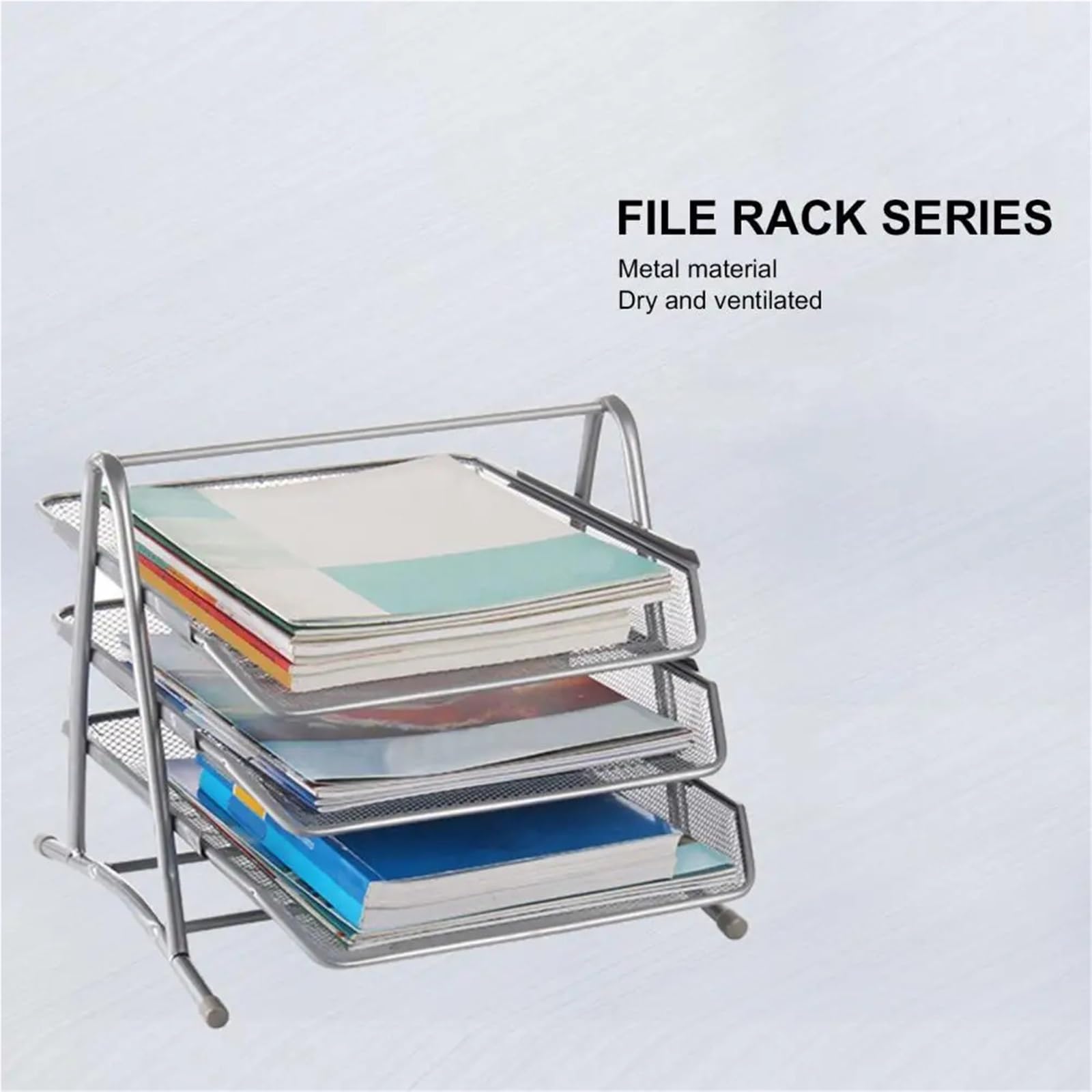 Vassoio per Lettere Vassoio for Lettere Organizer da Tavolo antiruggine a 3 Strati in Metallo con Ingresso Ampio for Documenti, Vassoio for Documenti, Organizer for Lettere per Ufficio(Silver)