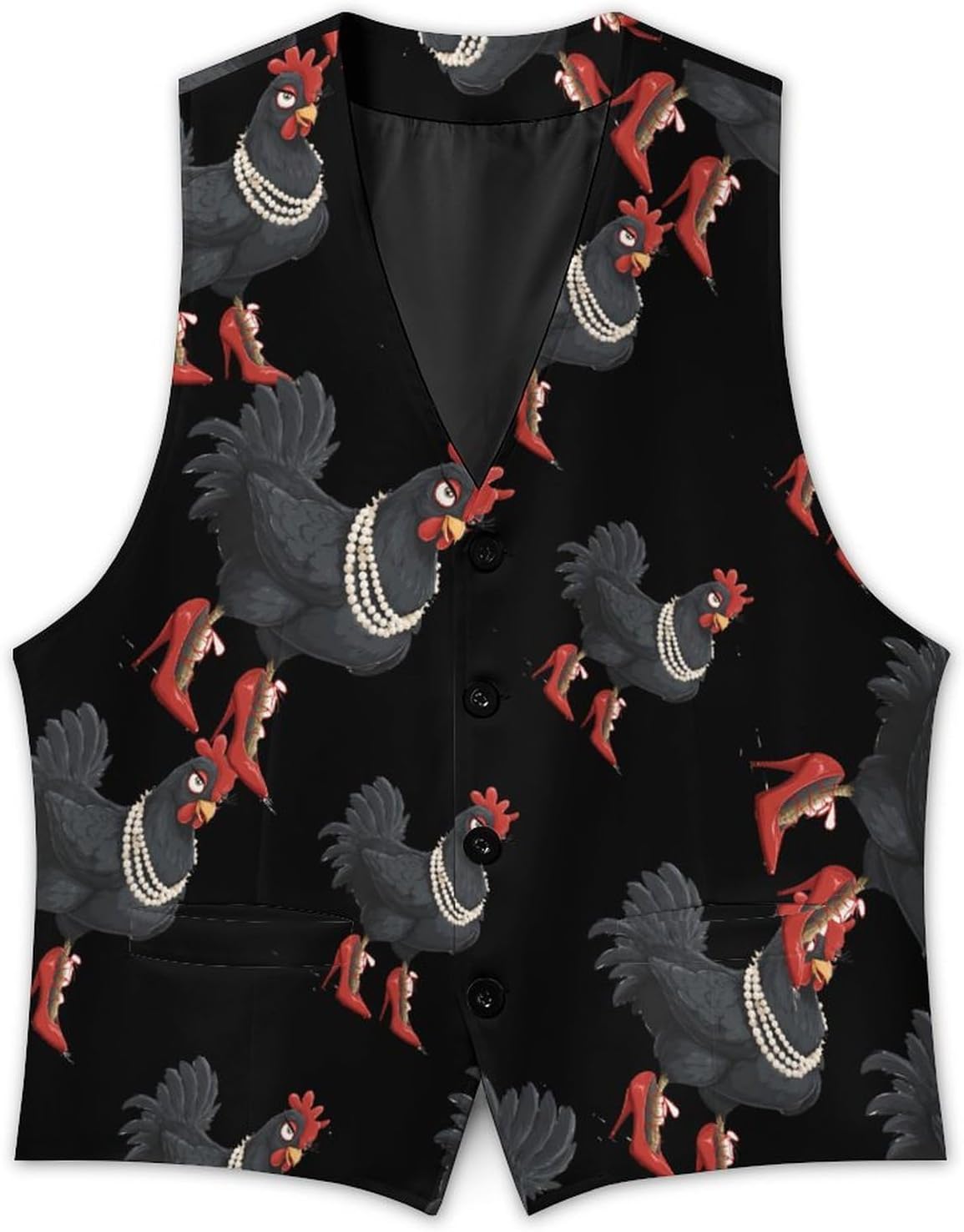 Hen Rooster Men's Suit Vest Formal Vests Casual Dress Fit Waistcoat Casual Tuxedo for Business