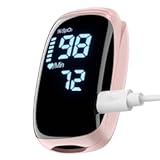 Pulse Oximeter Fingertip, Pulse Oximeter Rechargeable, Pulse Oximeter with Rechargeable, Fingertip Blood Oxygen Saturation Monitor Rechargeable, Accurate Fast SpO2 Reading (Pink)