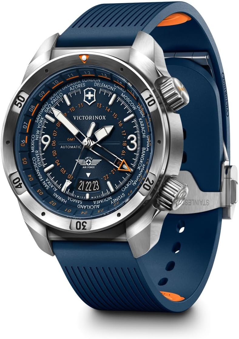 Victorinox Air Pro 自动机械表，蓝色表盘，蓝色橡胶表带，43毫米 - 242003
