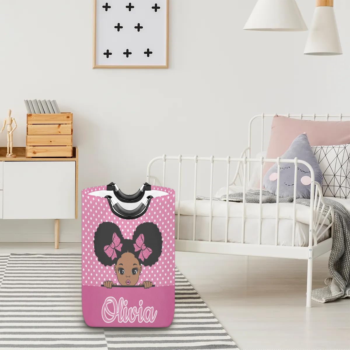 Personalized Laundry Basket with Handles, Custom Laundry Hamper with Name for Bathroom, Dirty Clothes Storage Basket Gifts for Men Women Boys Girls - Princess Girl